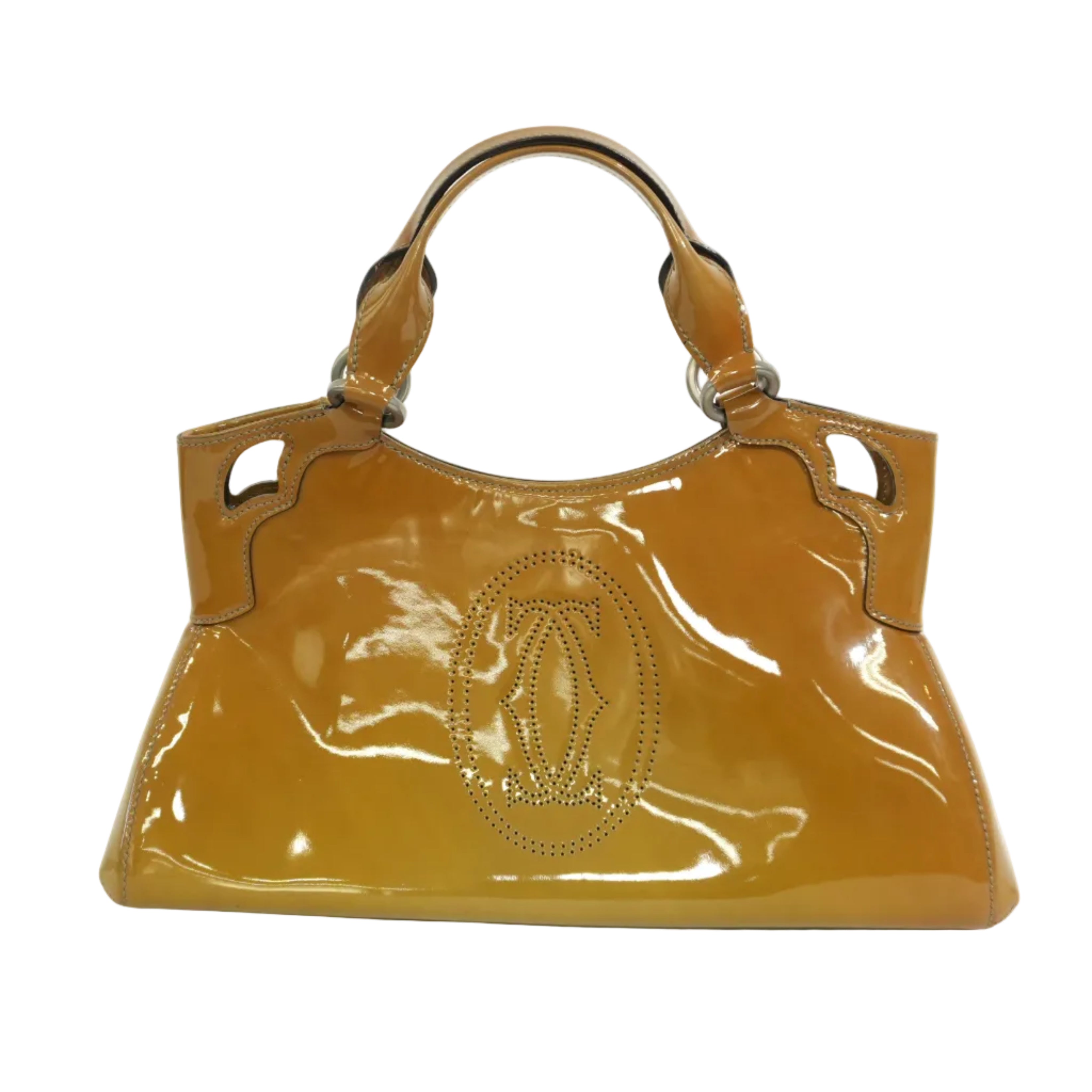 Pre-owned Cartier Leather Patent Handbag Tan