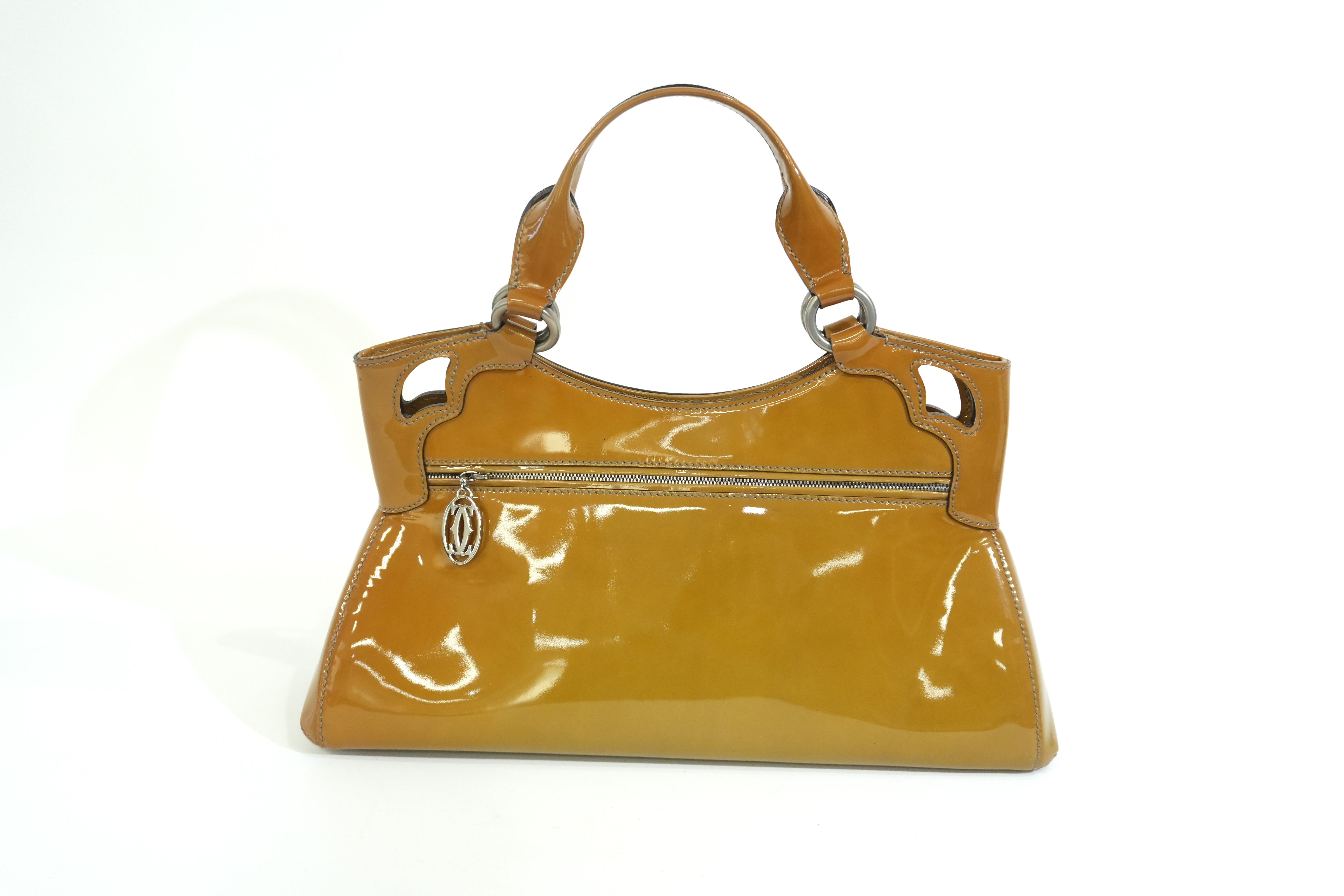 Pre-owned Cartier Leather Patent Handbag Tan