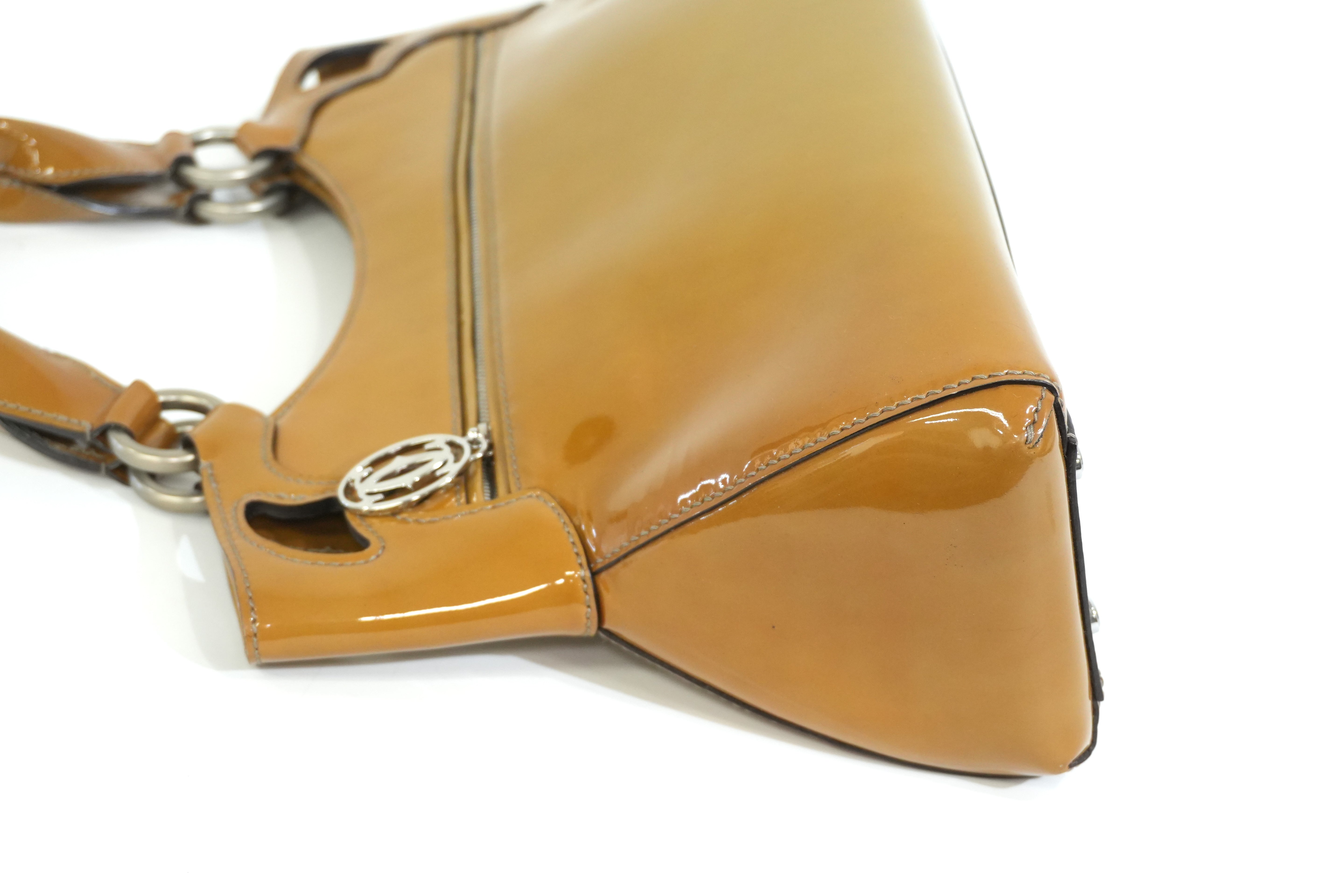 Pre-owned Cartier Leather Patent Handbag Tan