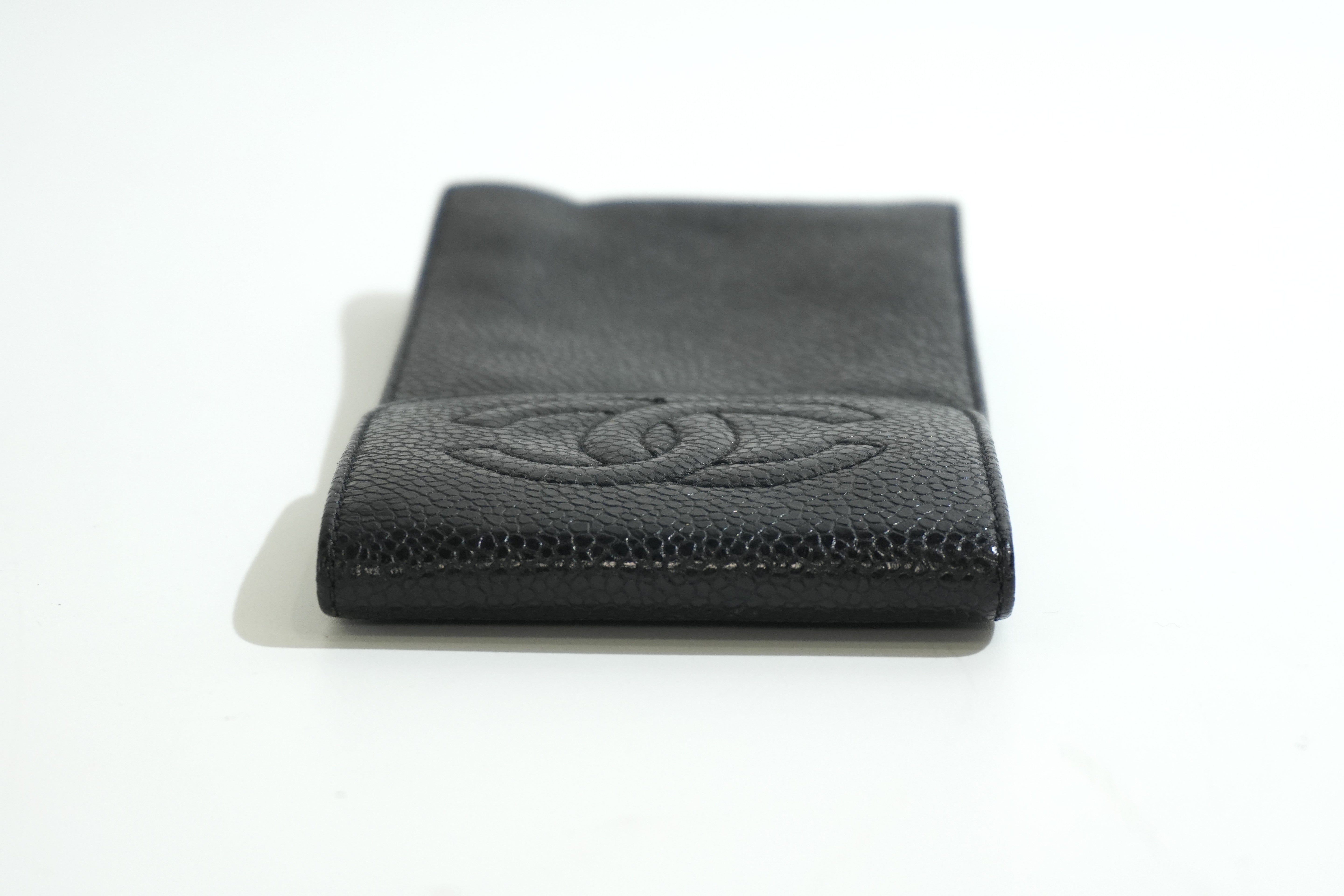 Pre-owned Chanel Caviar Skin Phone Holder Black