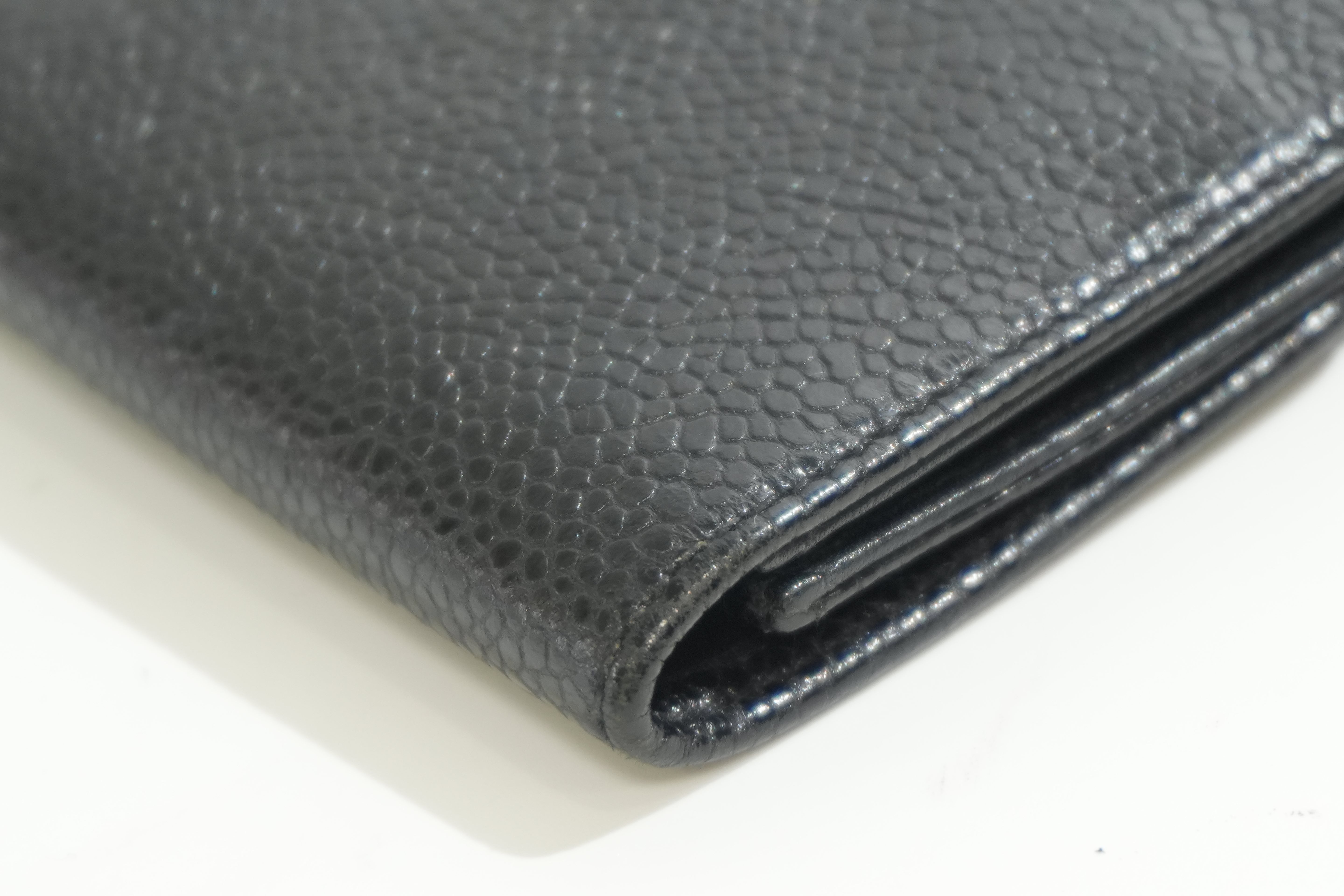 Pre-owned Chanel Caviar Skin Phone Holder Black