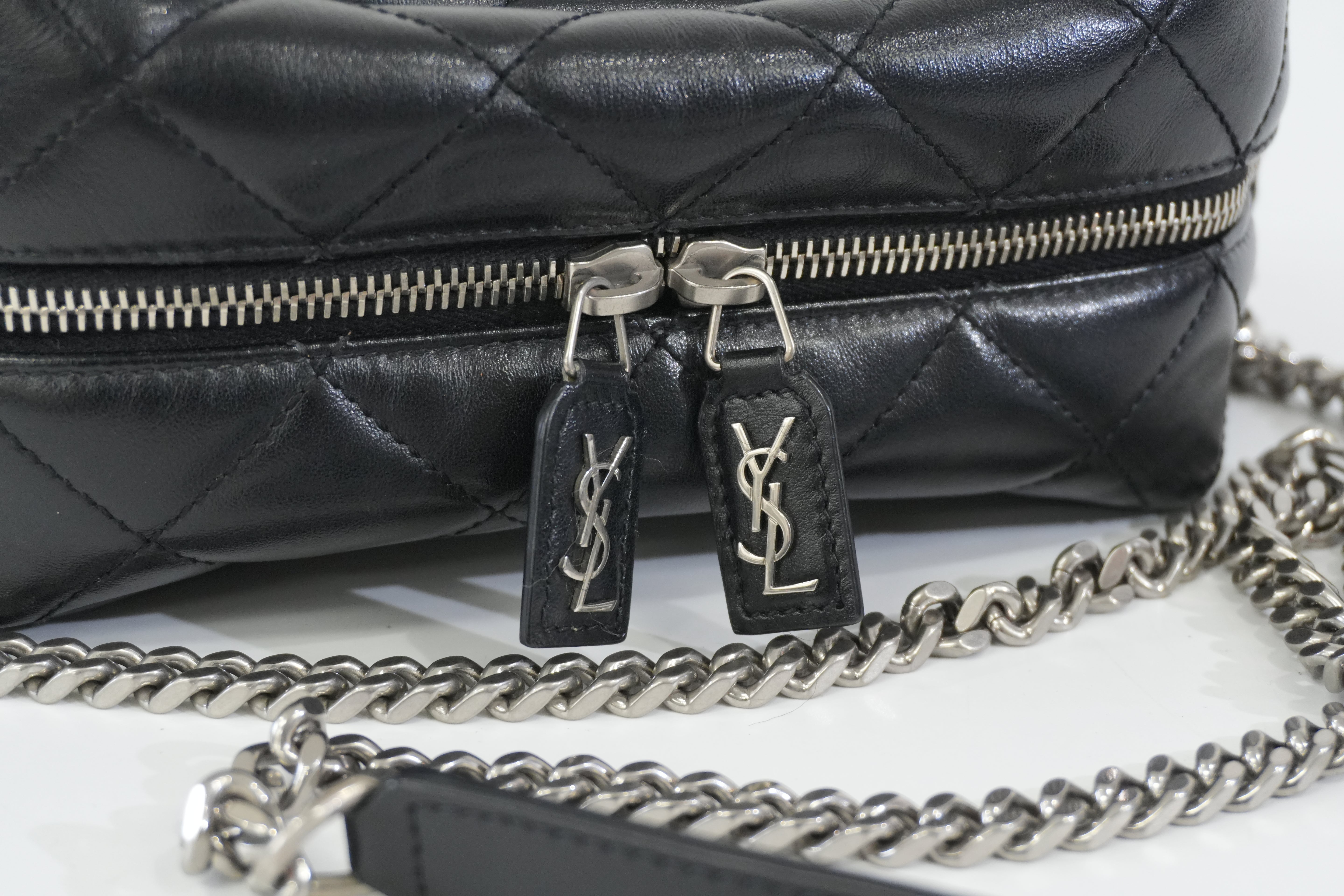 Pre-owned Saint Laurent Loulou Bowling Chain Shoulder Bag Black