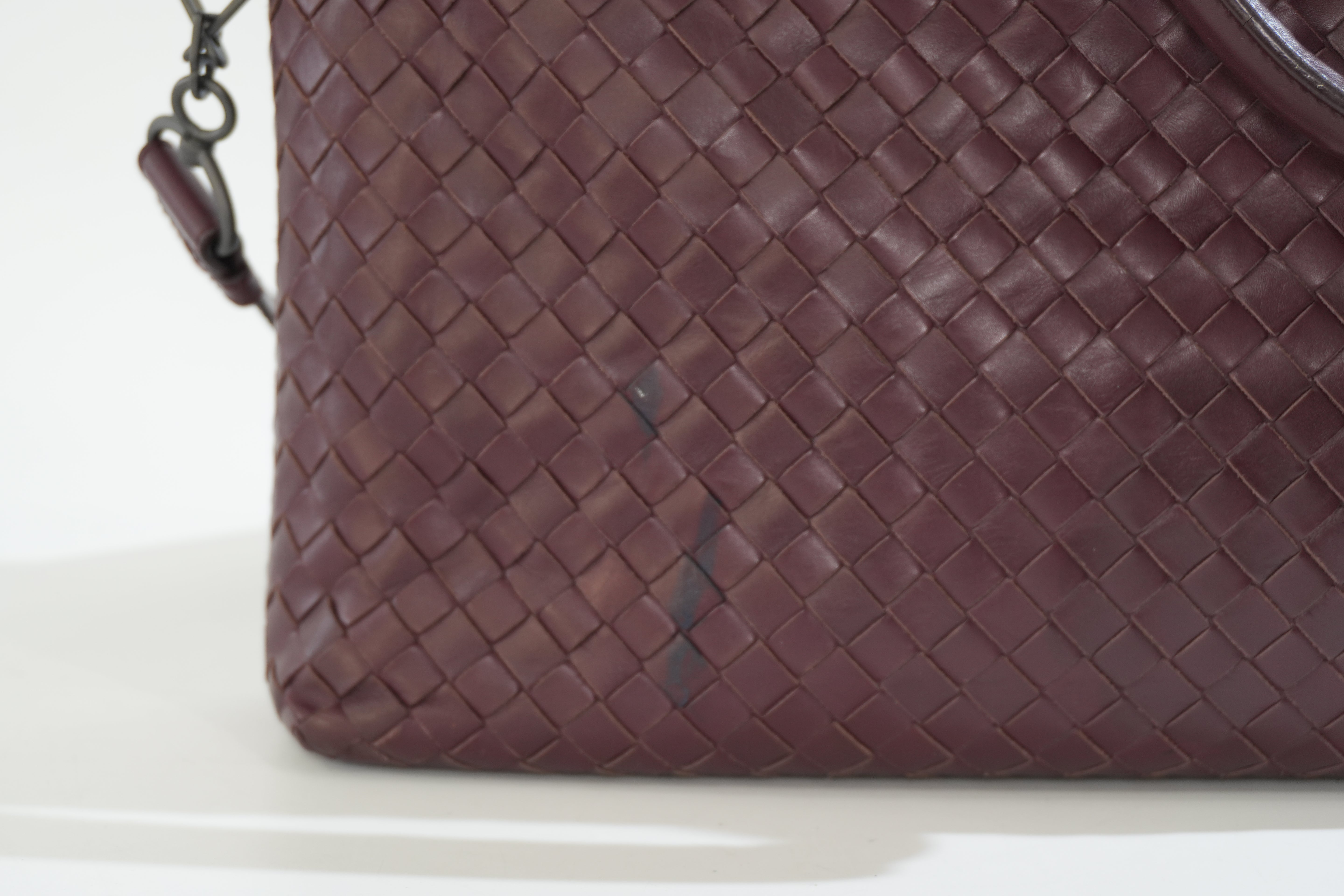 Pre-owned Bottega Two Way Intercciato Briefcase Burgundy