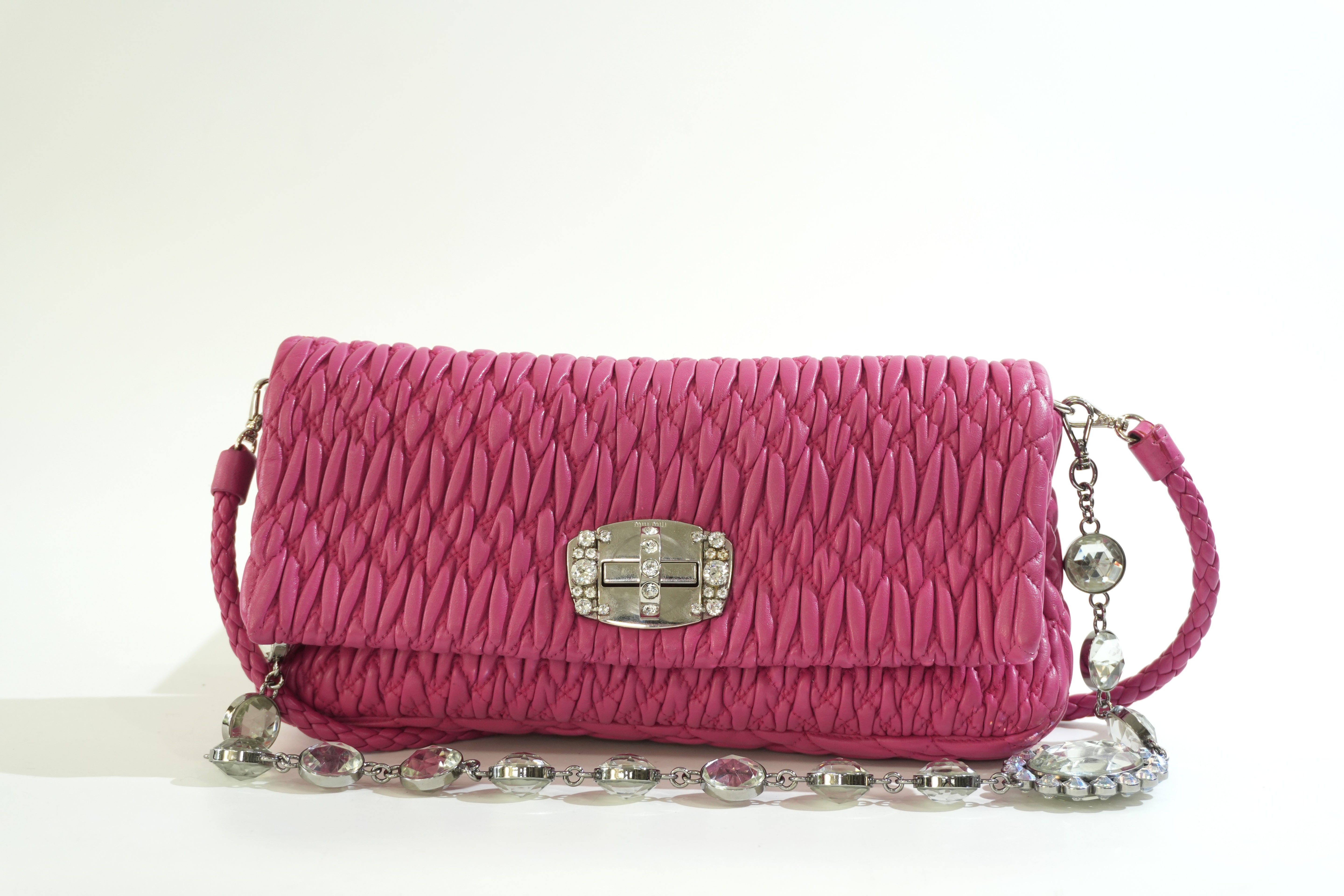 Pre-owned Miu Miu Metelasse Shoulder Bag Pink