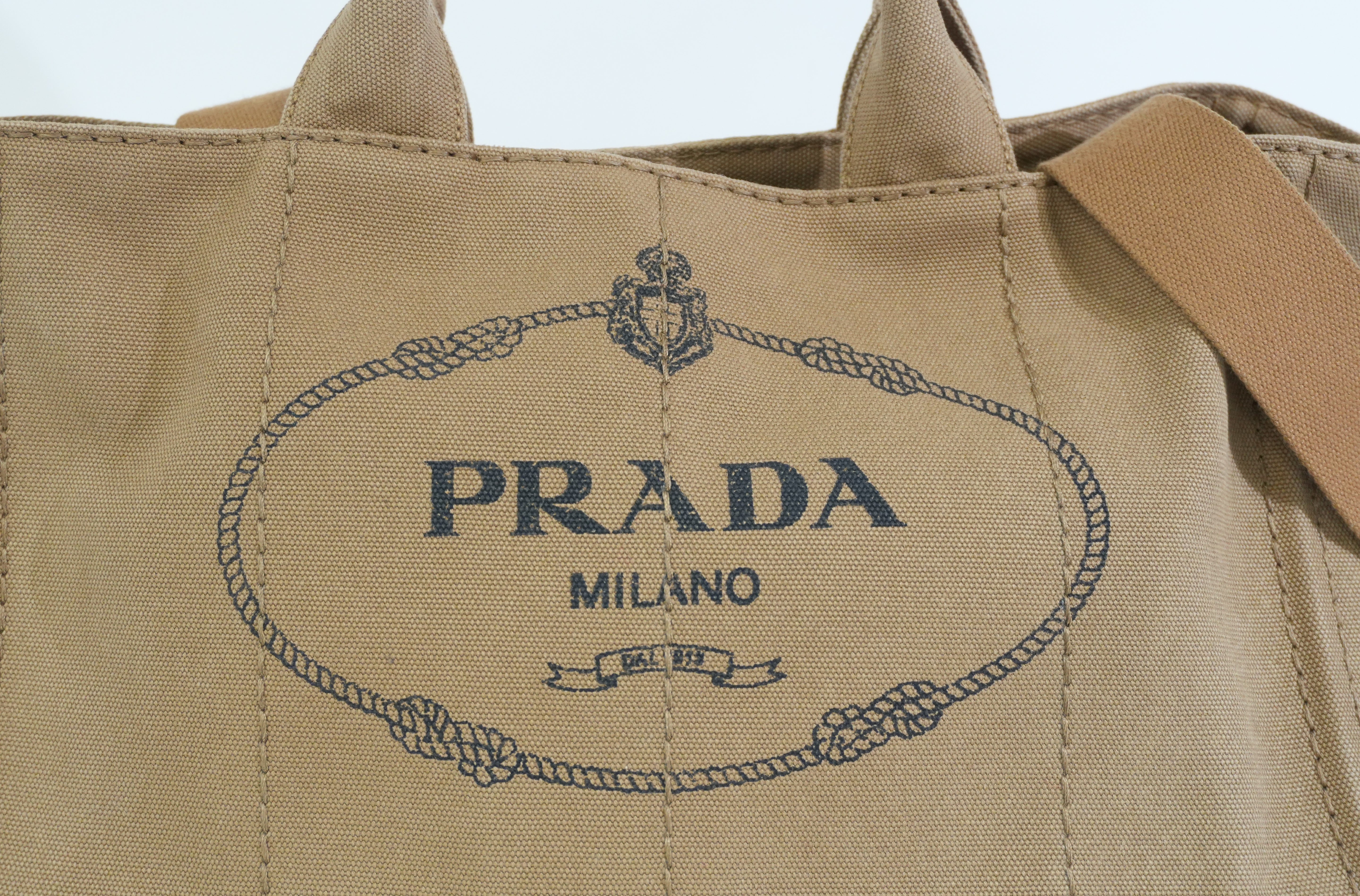 Pre-owned Prada Two Way Canapa Shoulder Bag Brown