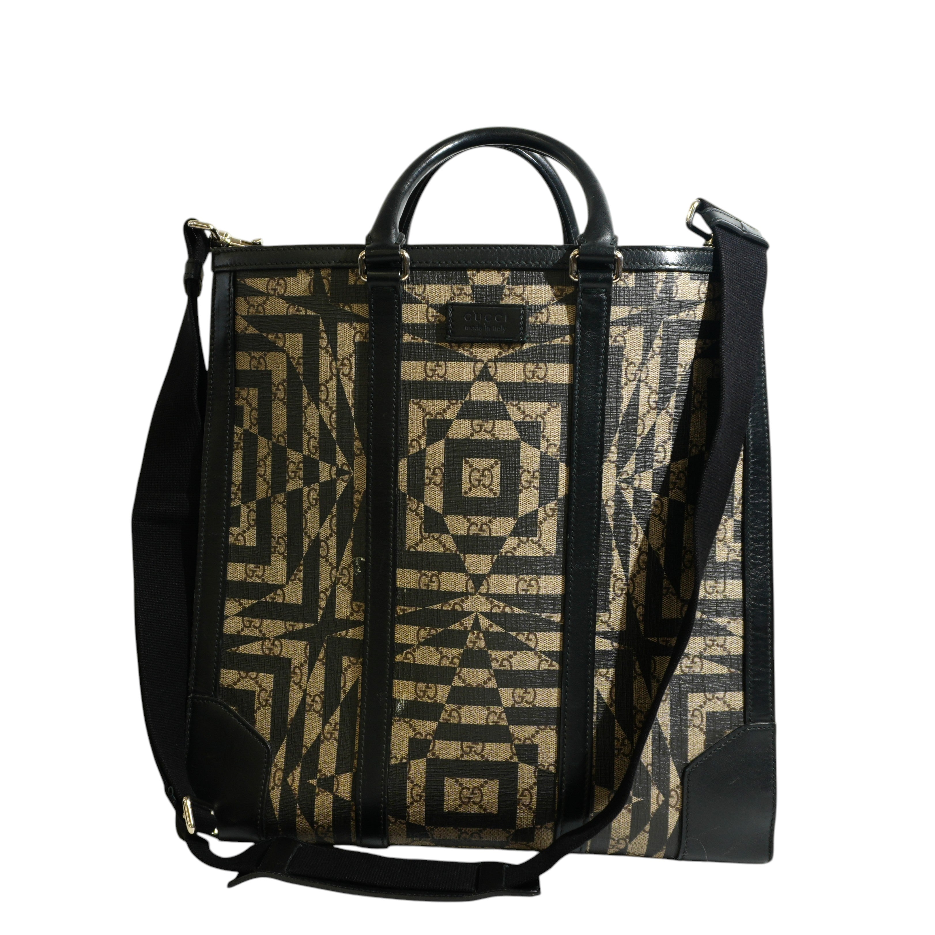 Pre-owned Gucci Two Way Kaleido Vertical Tote Bag Brown