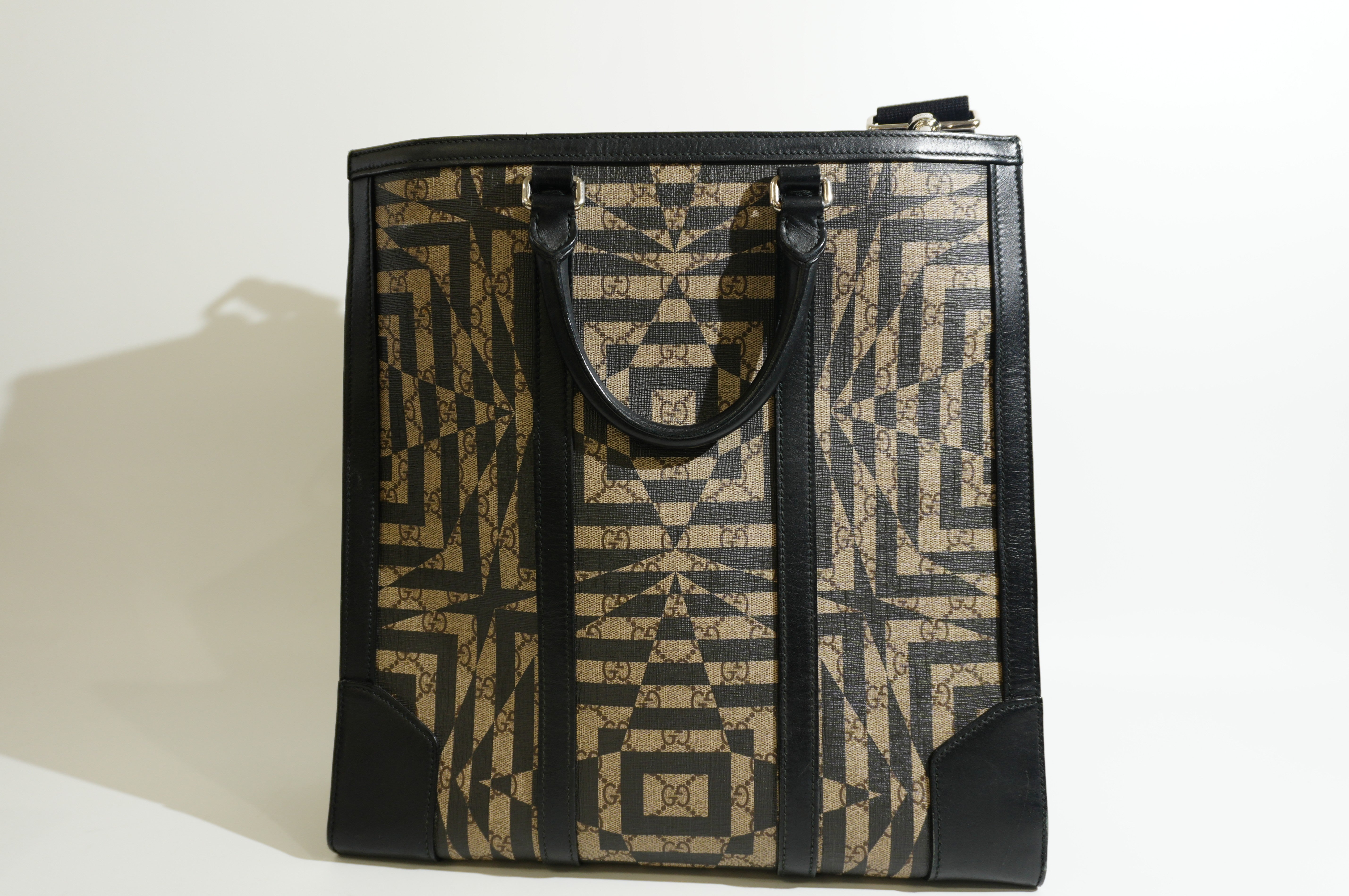 Pre-owned Gucci Two Way Kaleido Vertical Tote Bag Brown