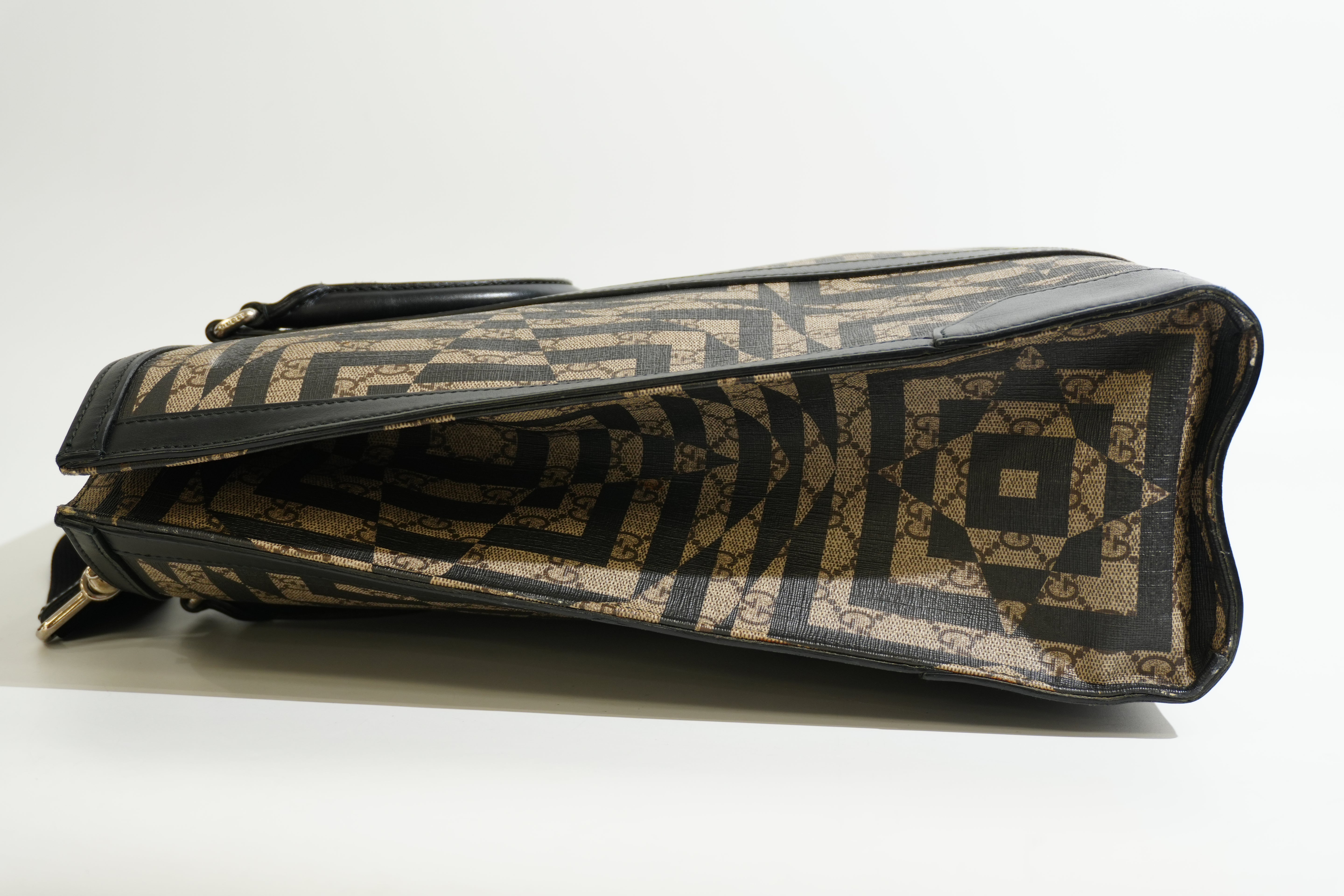 Pre-owned Gucci Two Way Kaleido Vertical Tote Bag Brown
