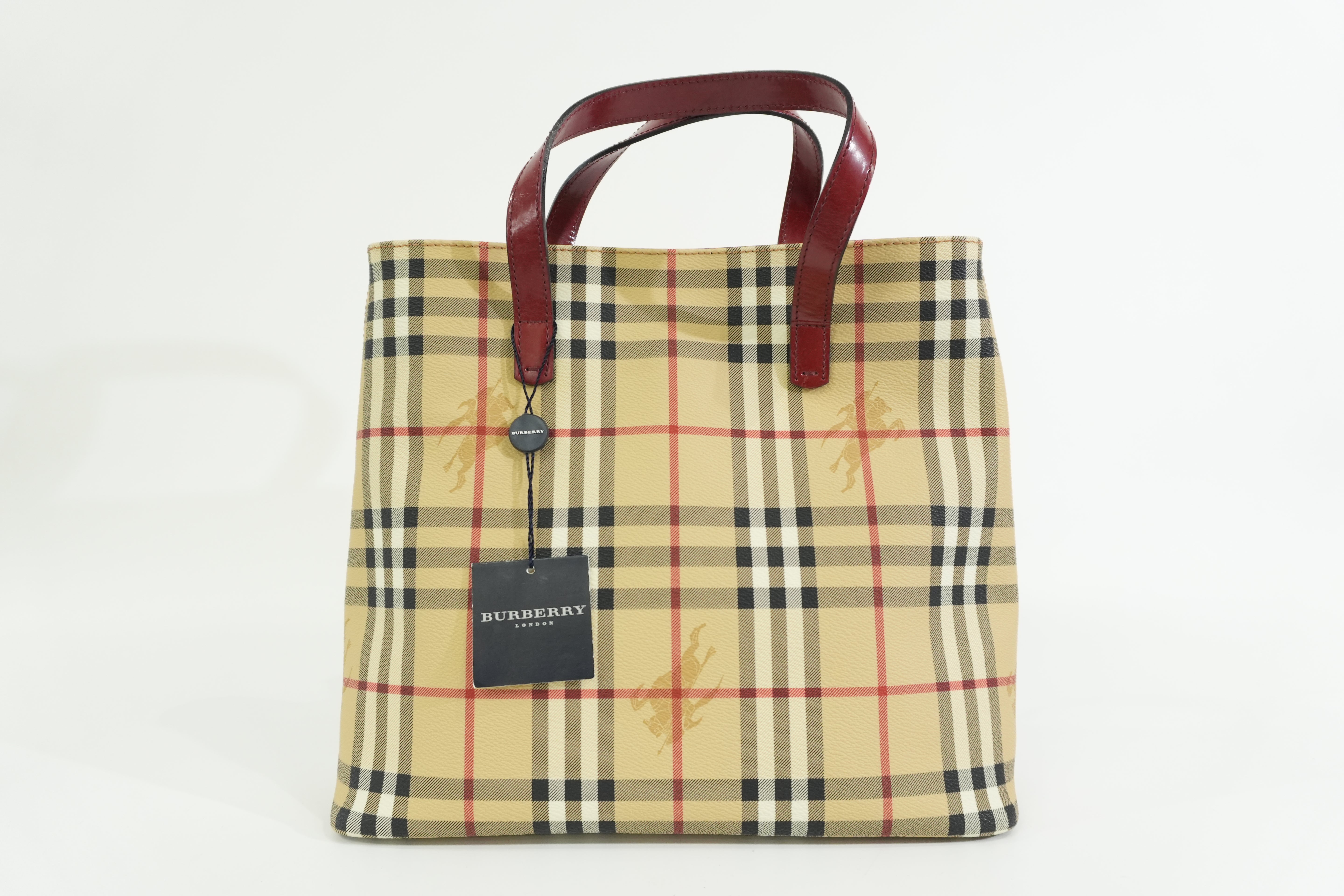 Pre-owned Burberry Nova Check Handbag Red