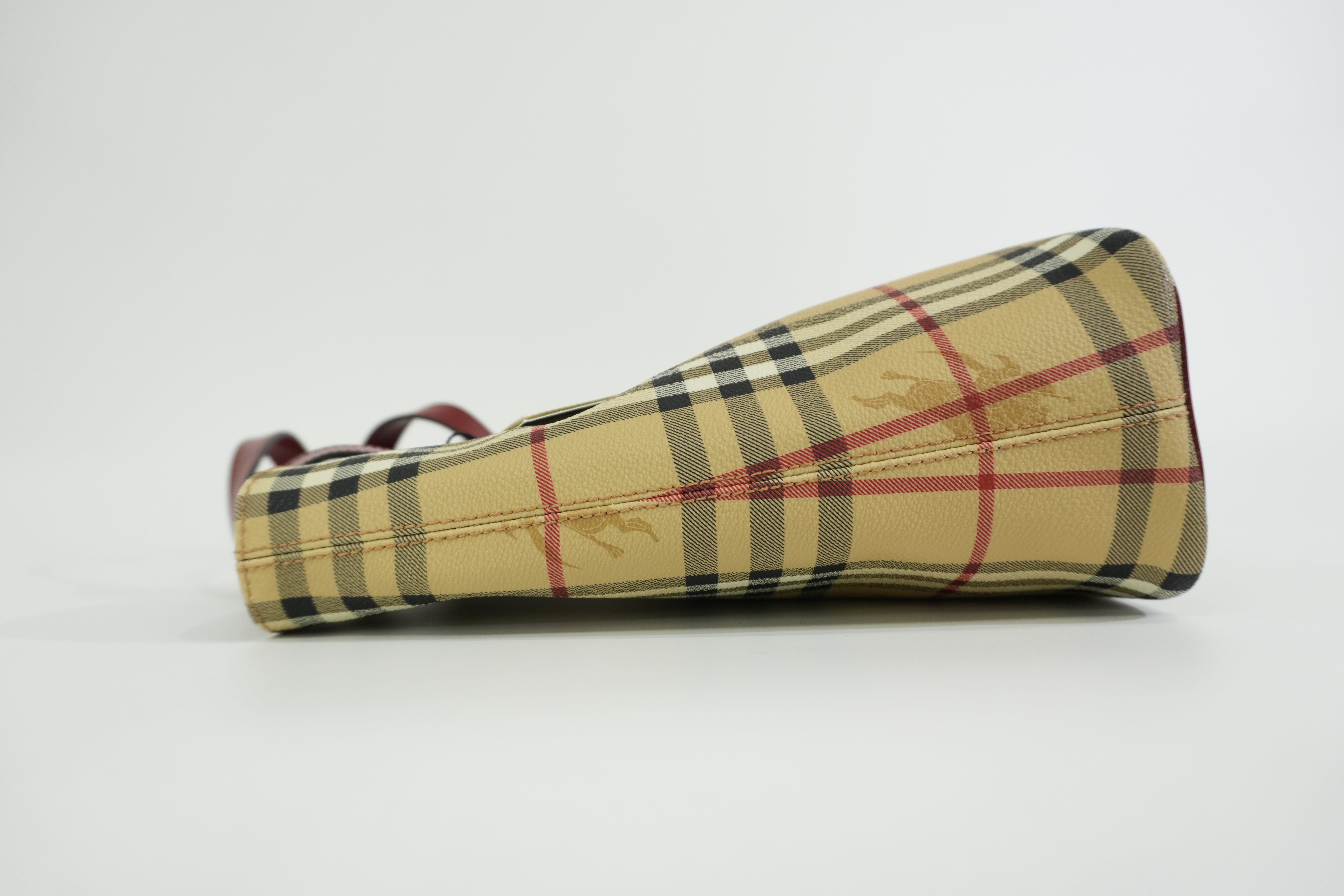 Pre-owned Burberry Nova Check Handbag Red