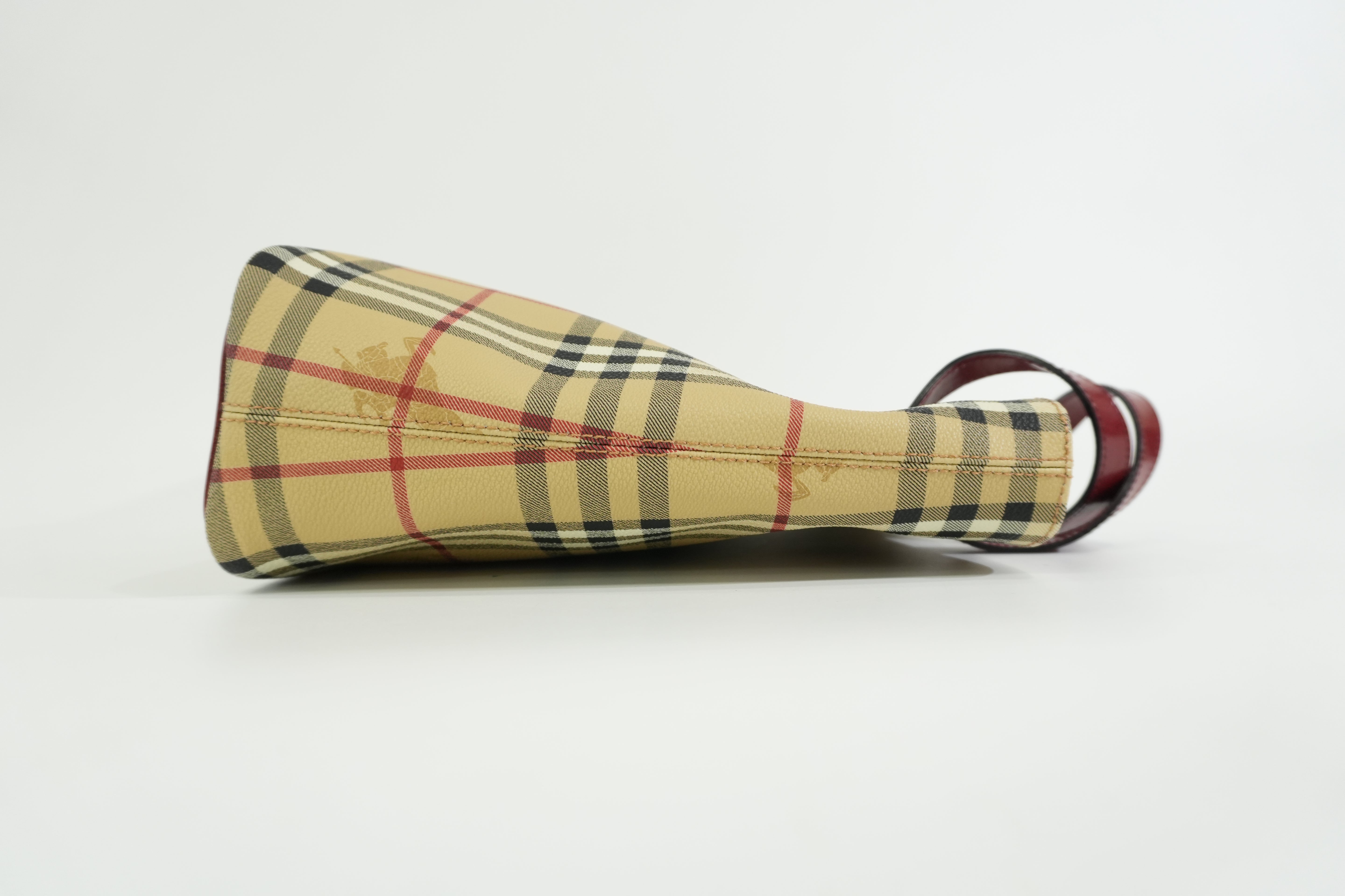 Pre-owned Burberry Nova Check Handbag Red