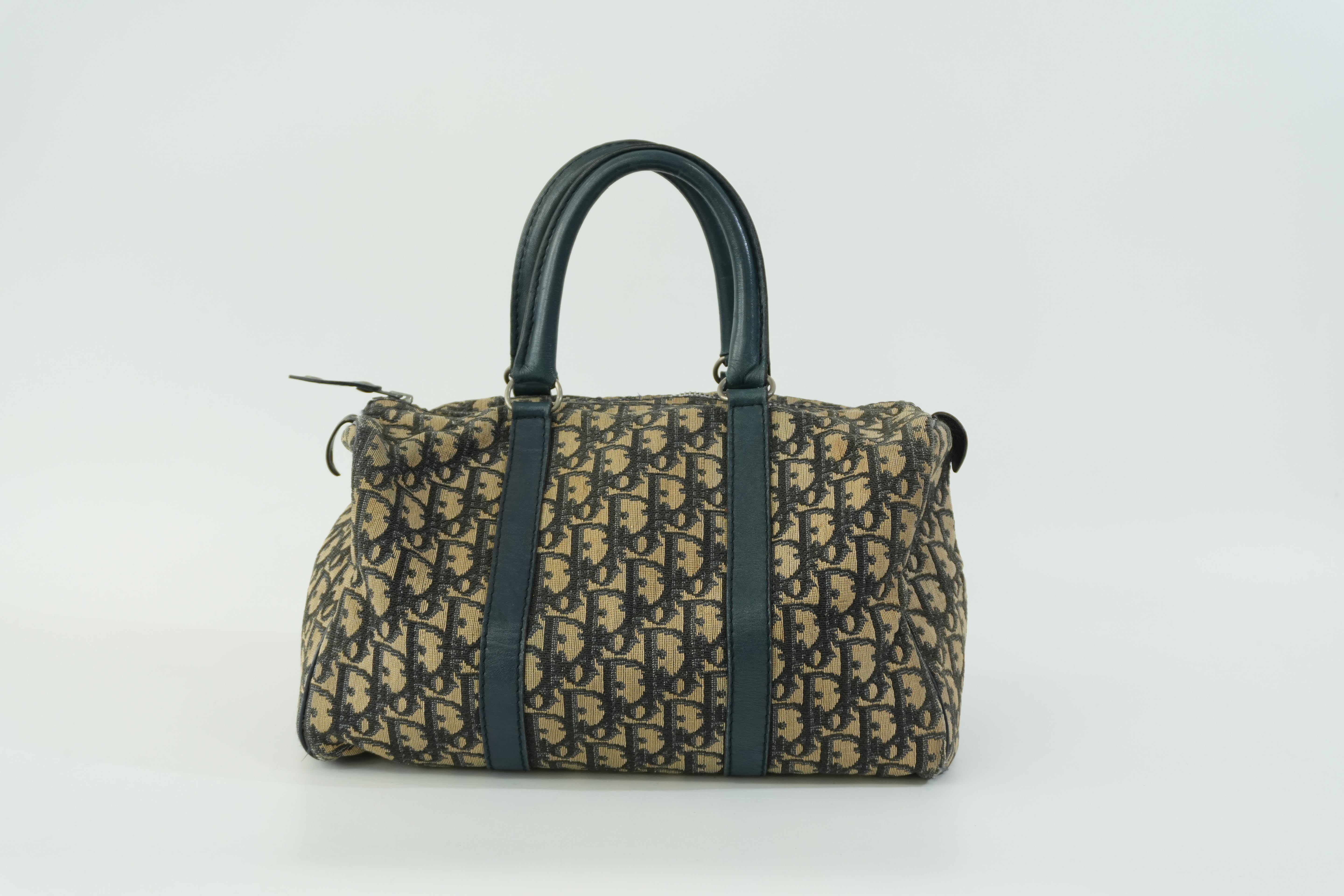 Pre-owned Dior Oblique Boston Handbag Blue