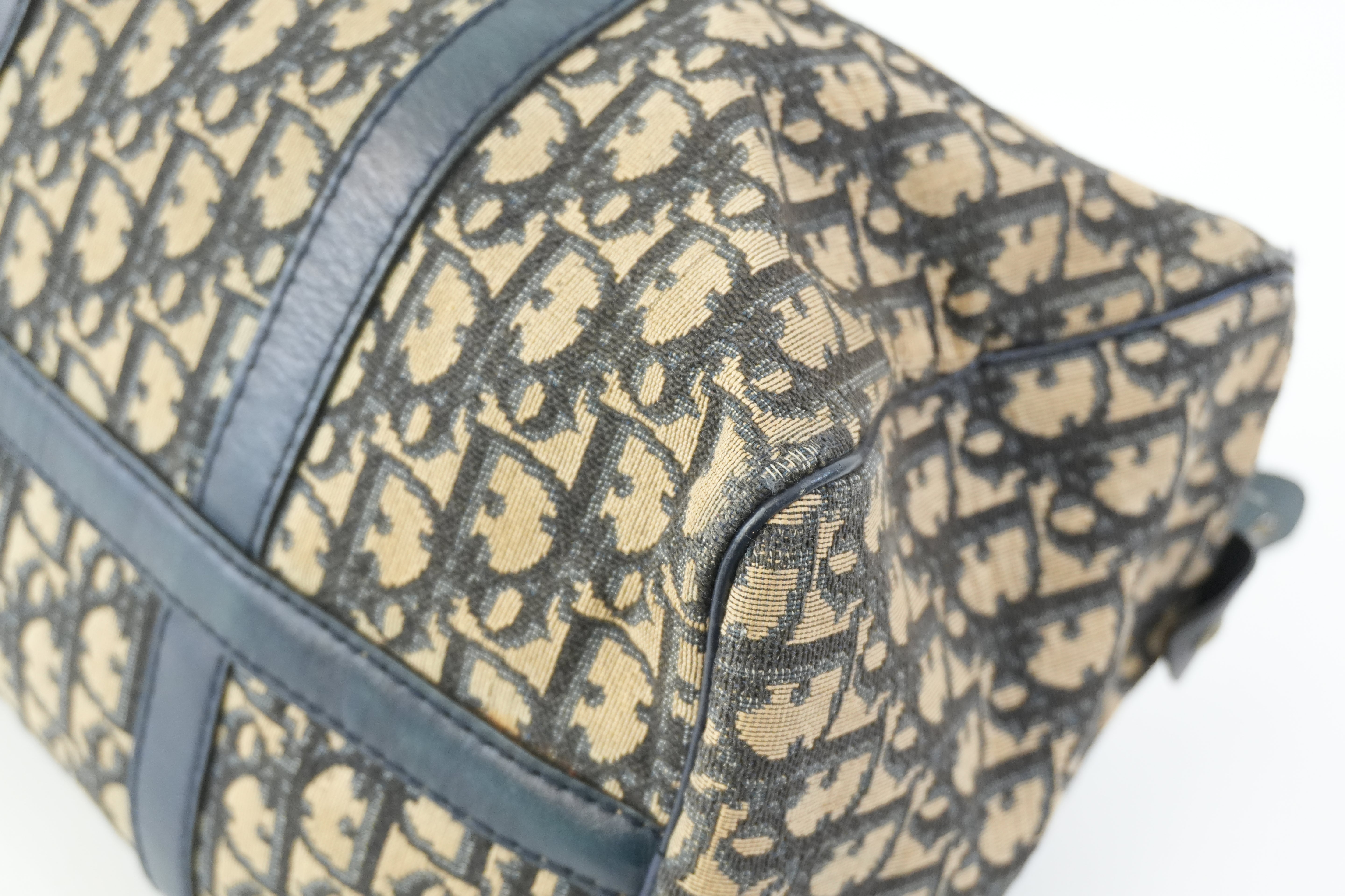 Pre-owned Dior Oblique Boston Handbag Blue