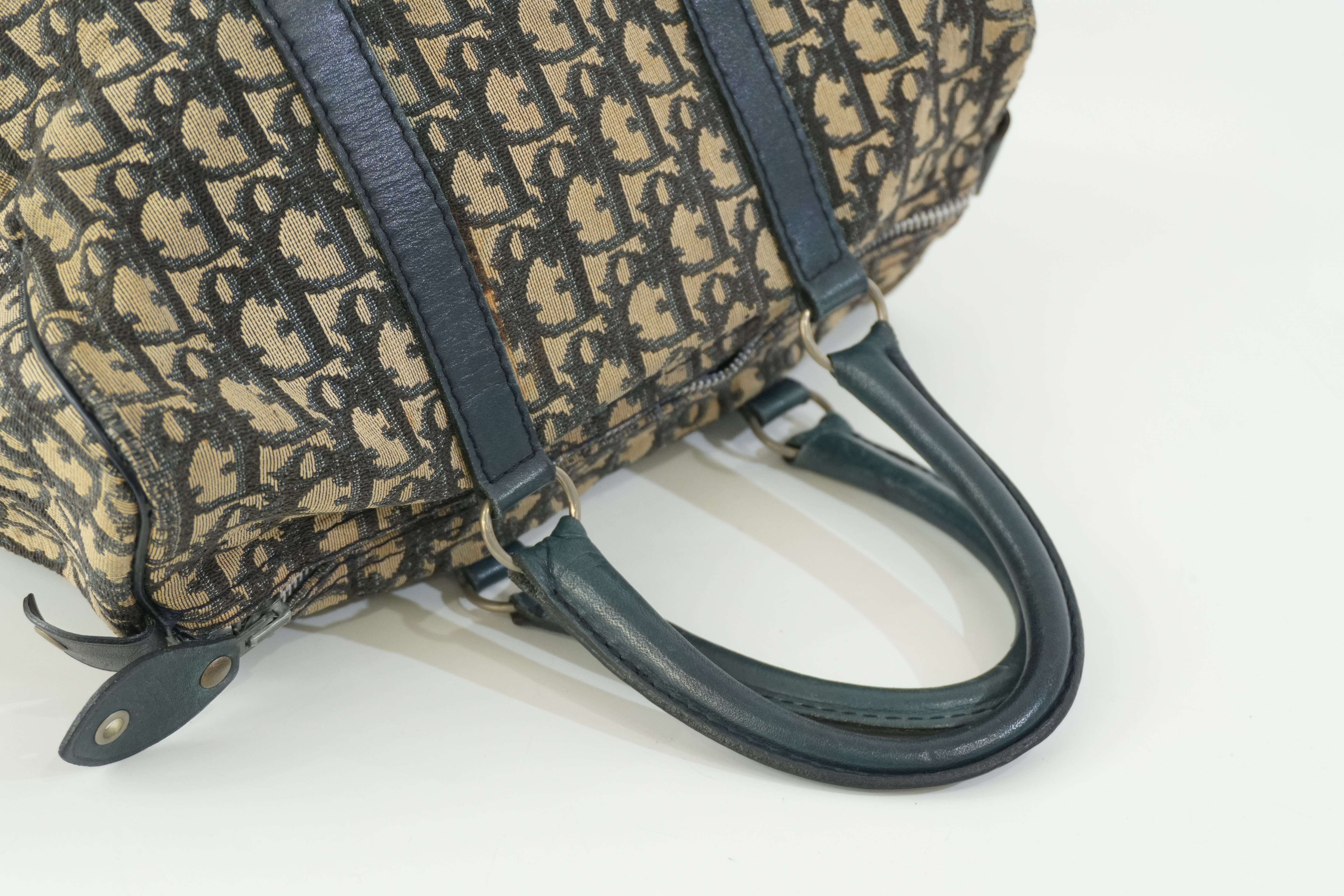 Pre-owned Dior Oblique Boston Handbag Blue