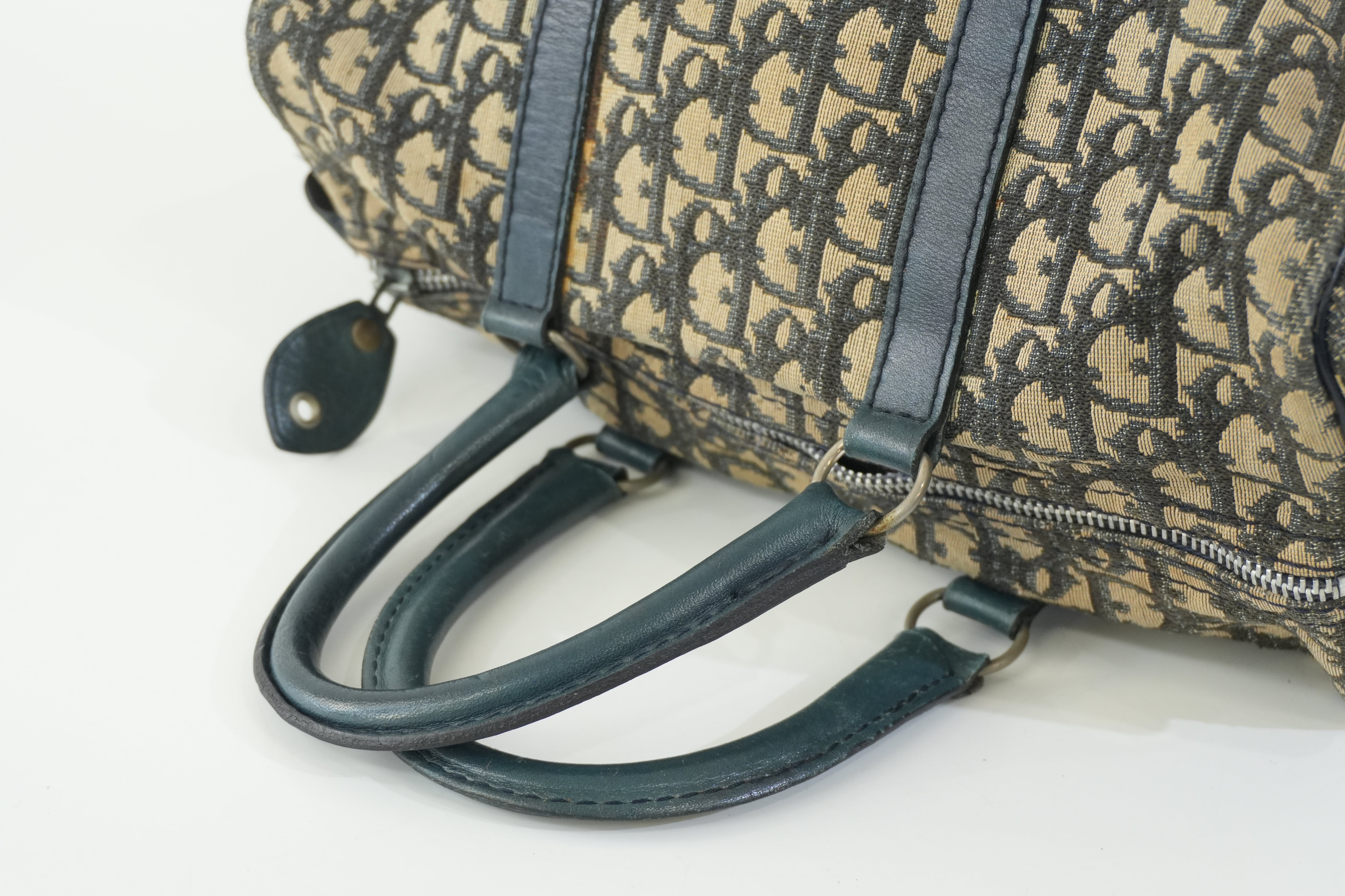 Pre-owned Dior Oblique Boston Handbag Blue