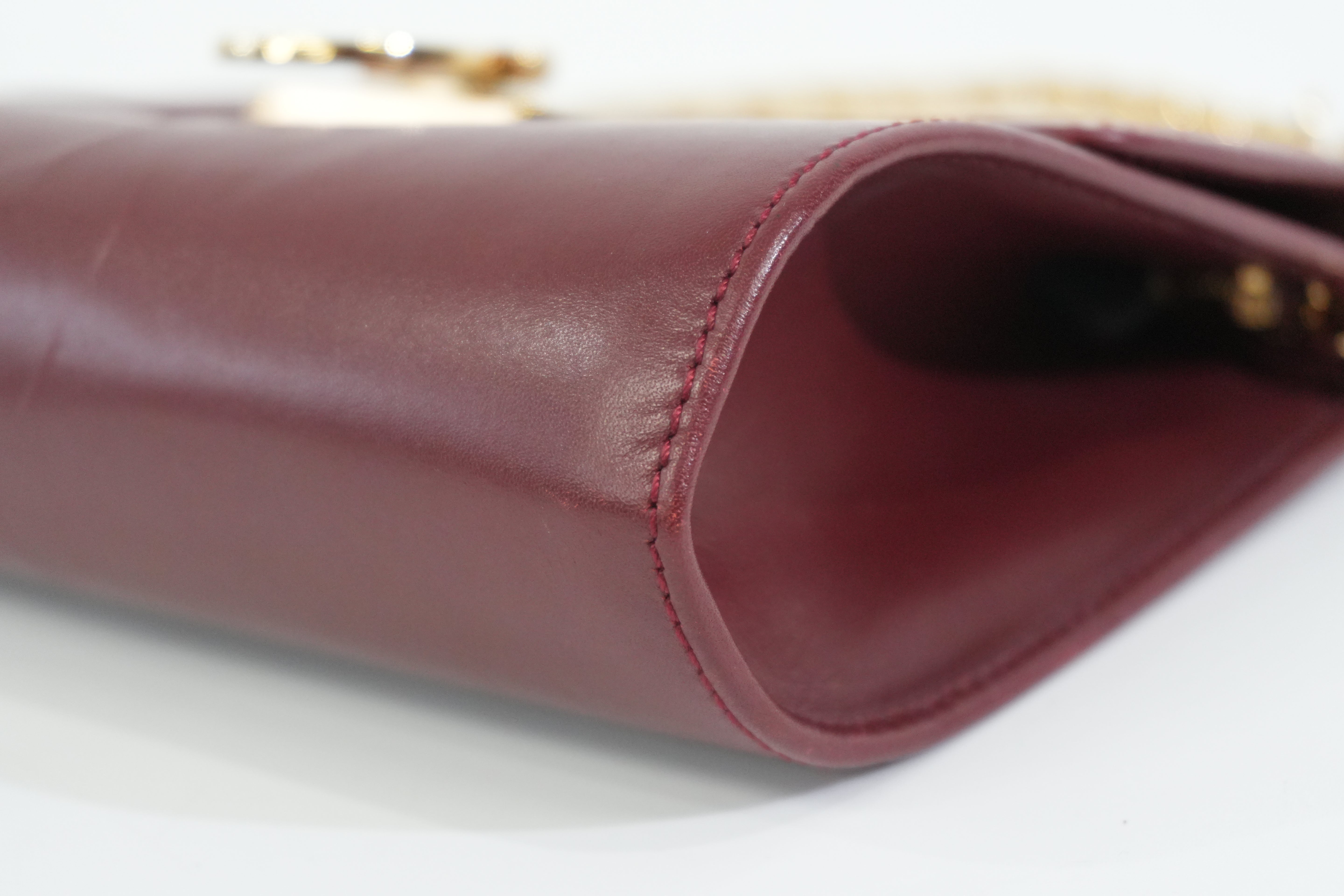 Pre-owned Salvatore Ferragamo Wallet on Chain Burgundy