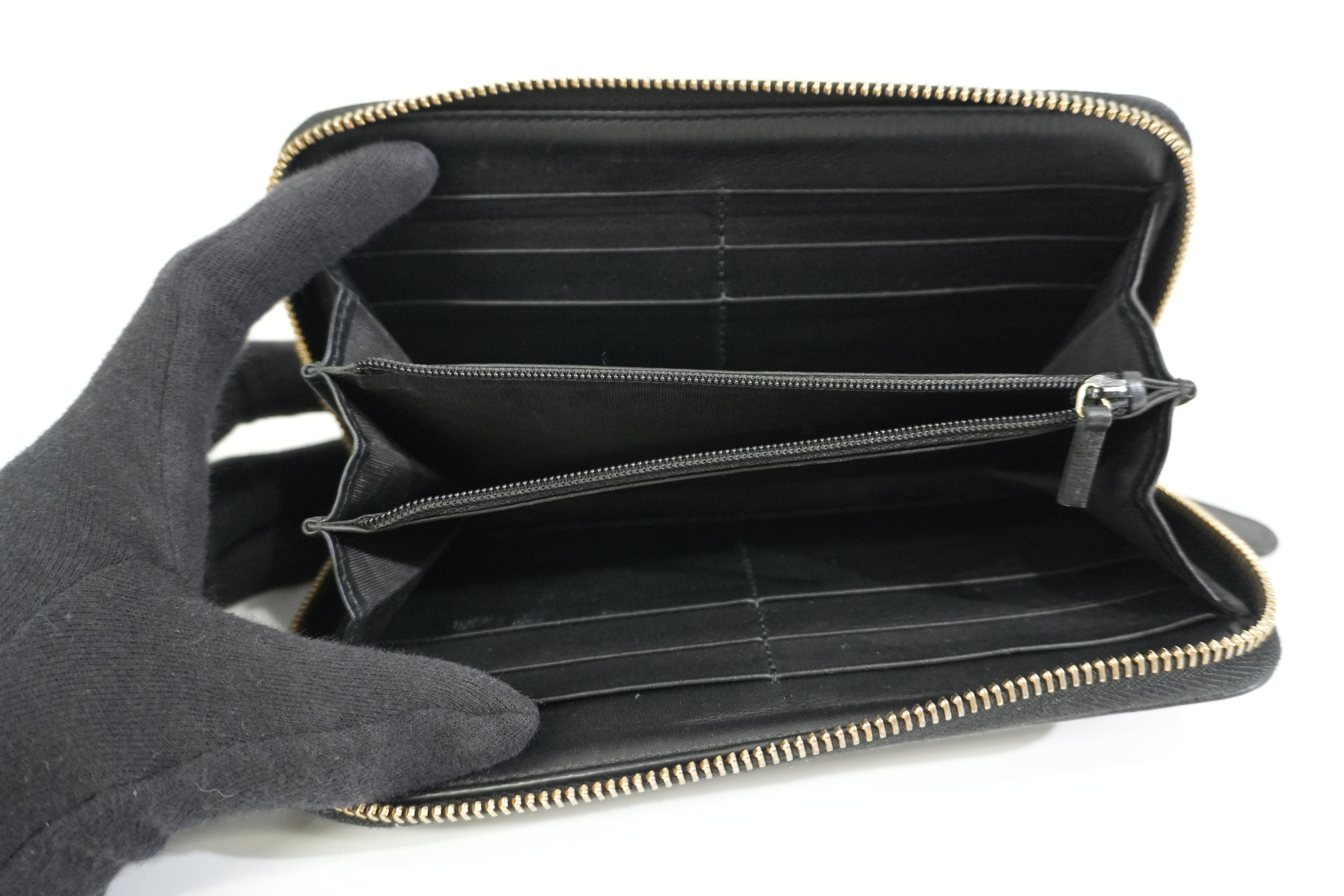 Pre-owned Gucci Microguccisima Zippy Long Wallet Black