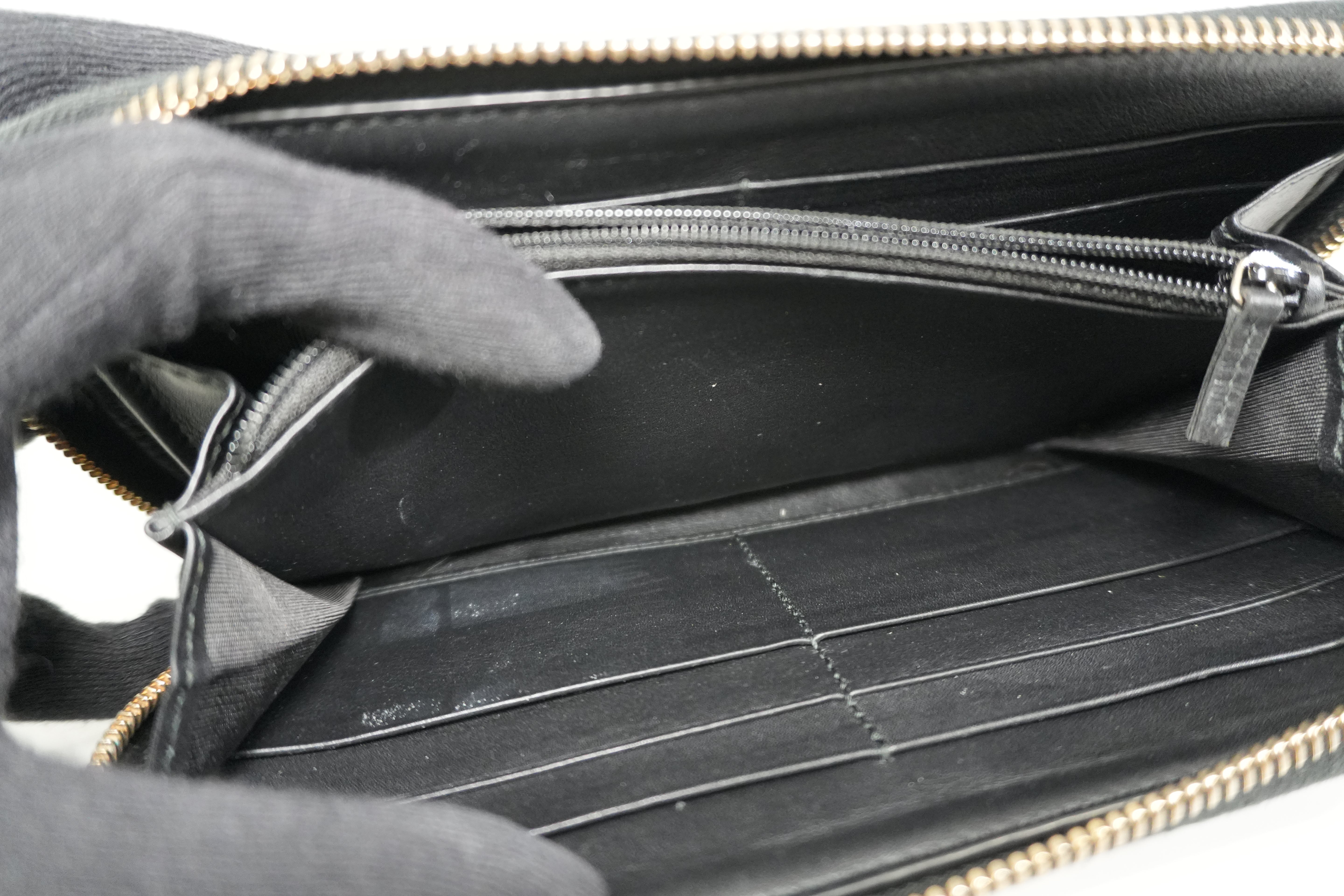 Pre-owned Gucci Microguccisima Zippy Long Wallet Black