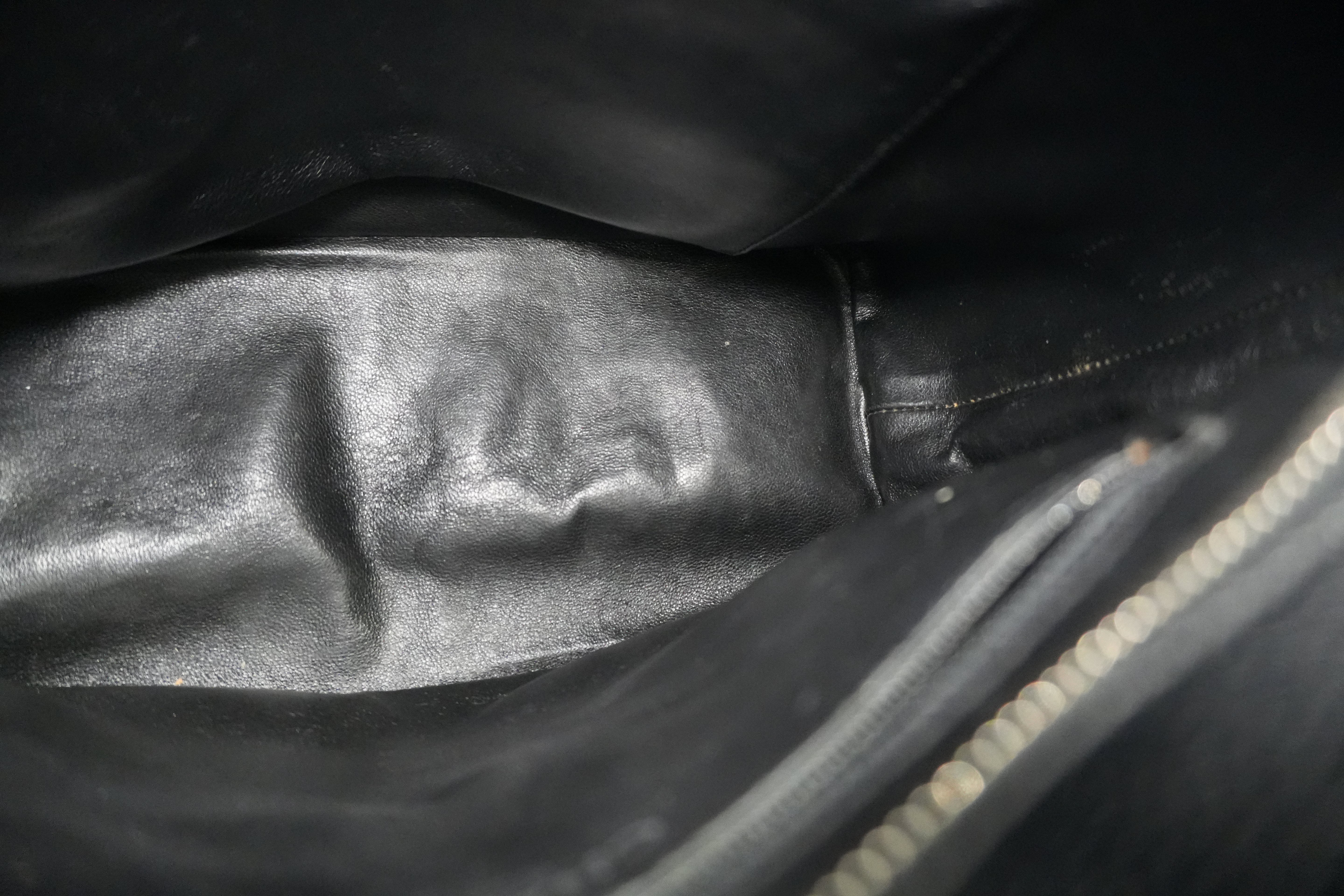 Pre-owned Chanel Medallion Caviar Tote Bag Silver Hardware Black Used