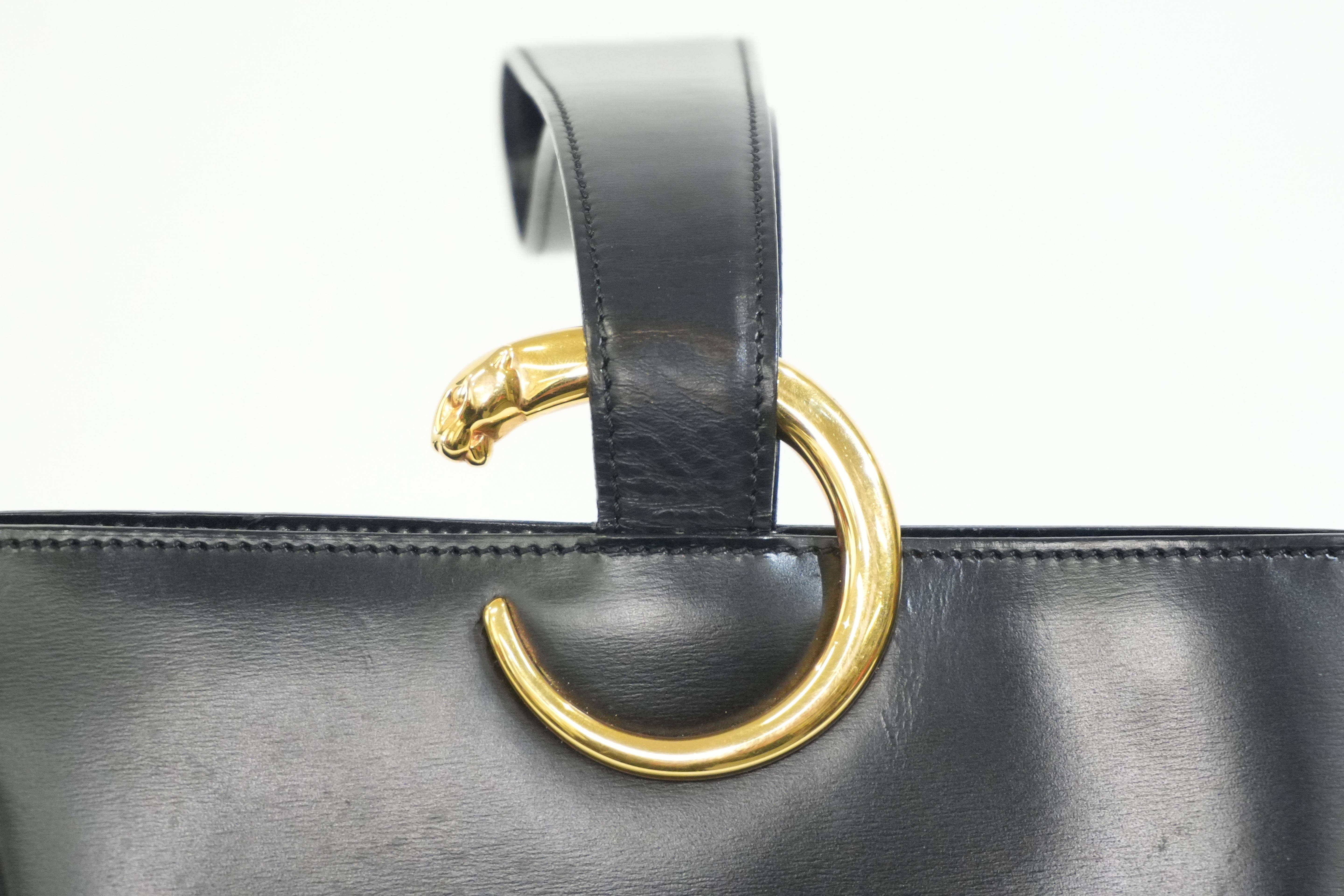Pre-owned Cartier Panthere Bucket Handbag Black