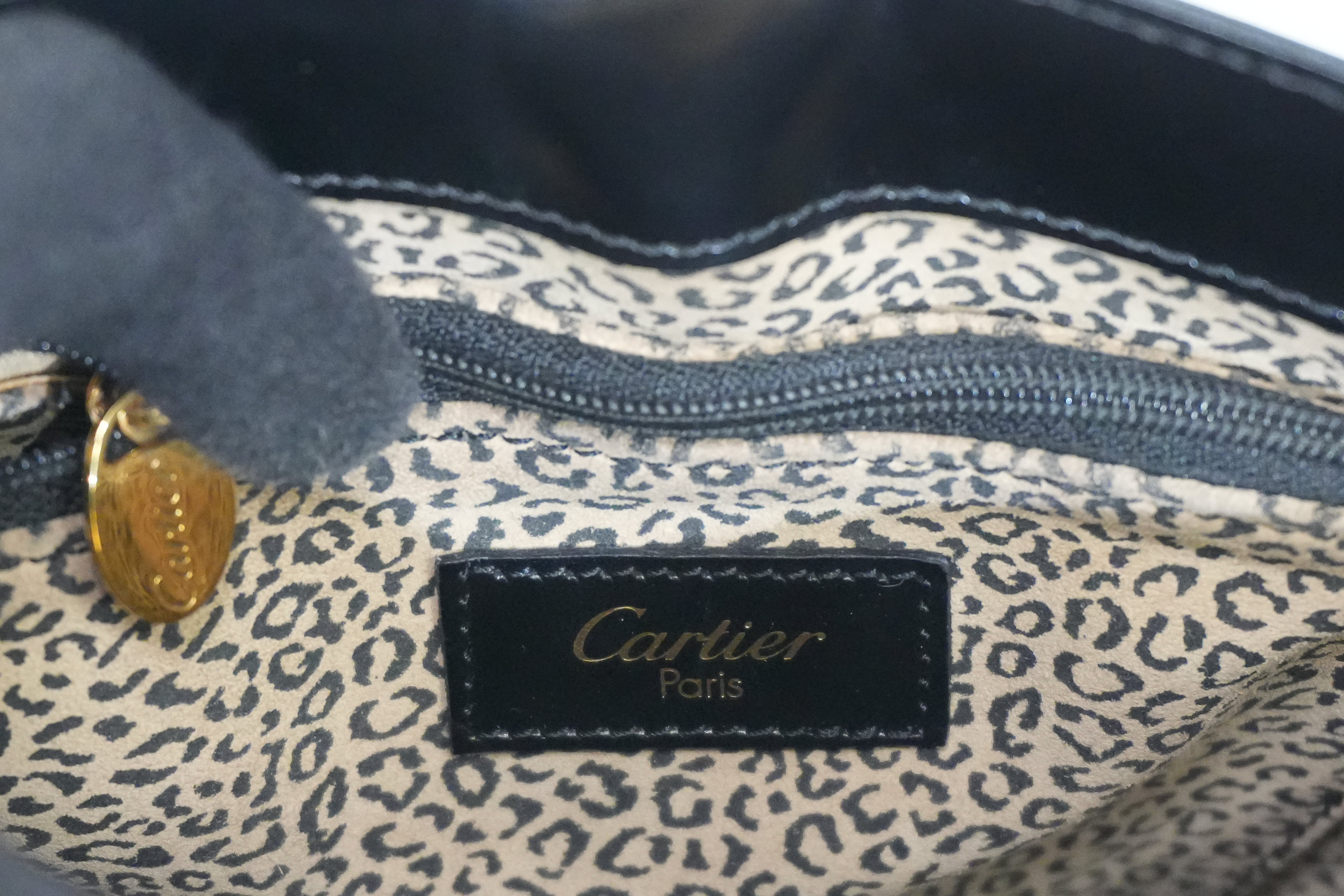 Pre-owned Cartier Panthere Bucket Handbag Black