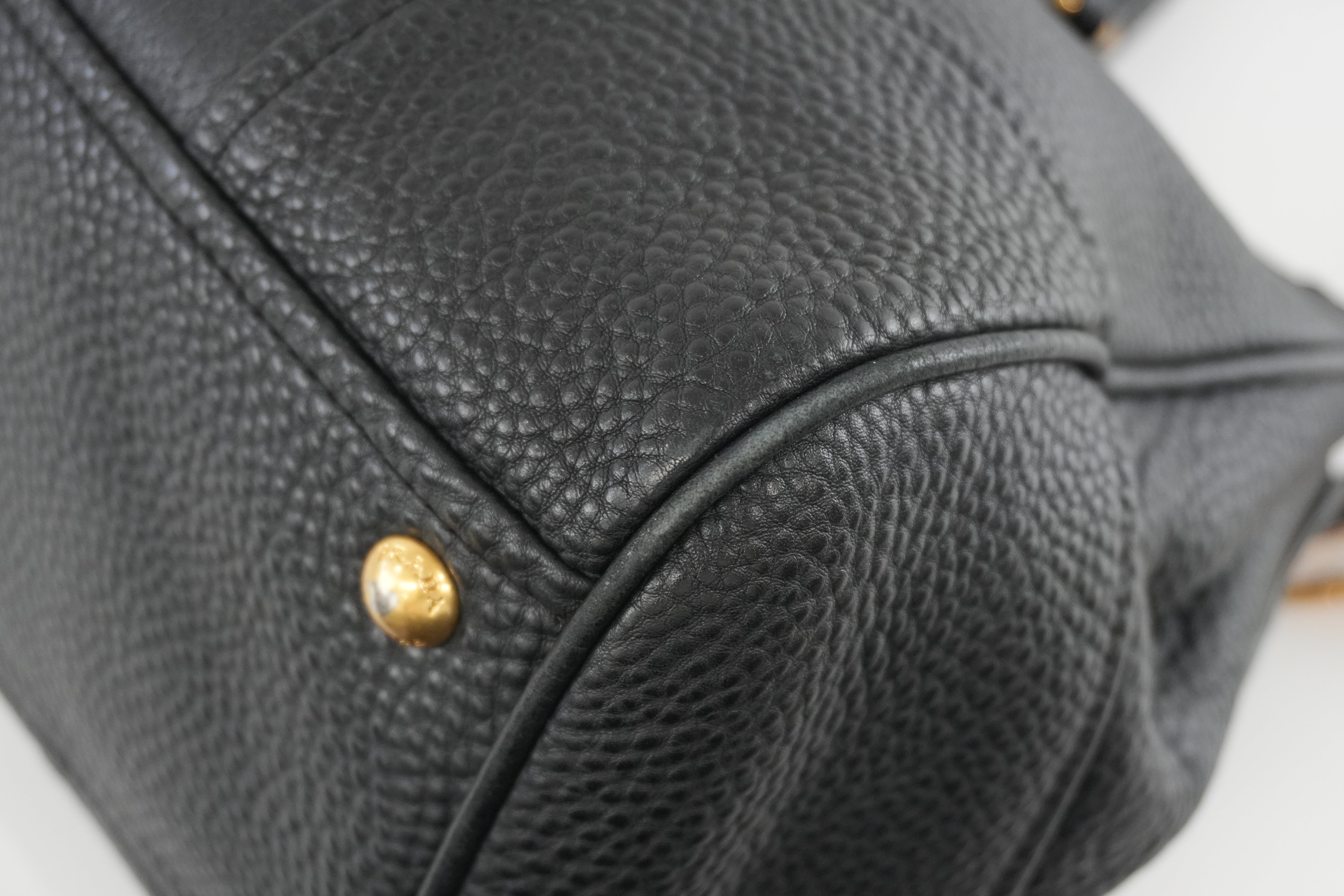 Pre-owned Prada Leather Two Way Shoulder Tote Bag Black