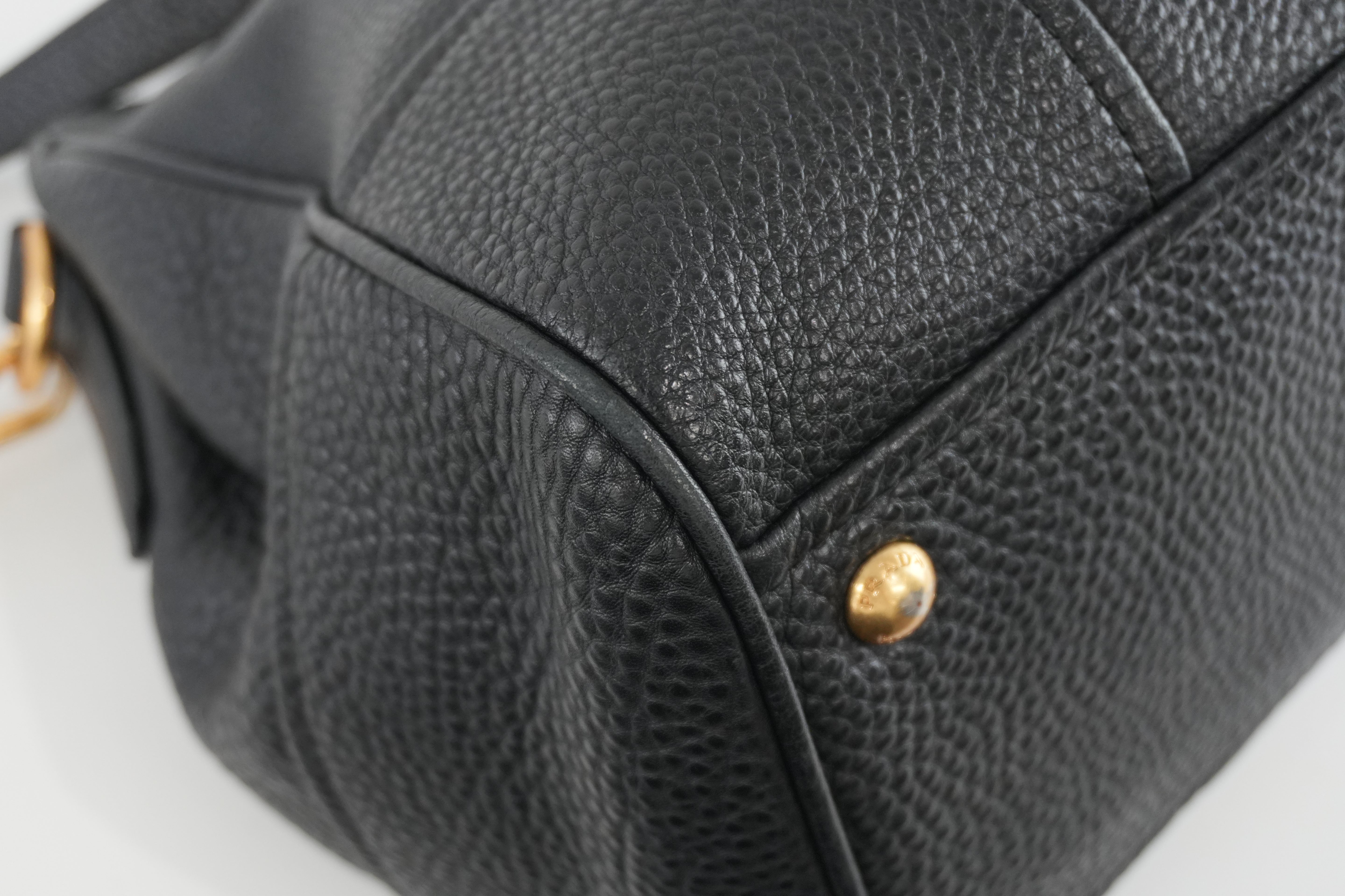 Pre-owned Prada Leather Two Way Shoulder Tote Bag Black