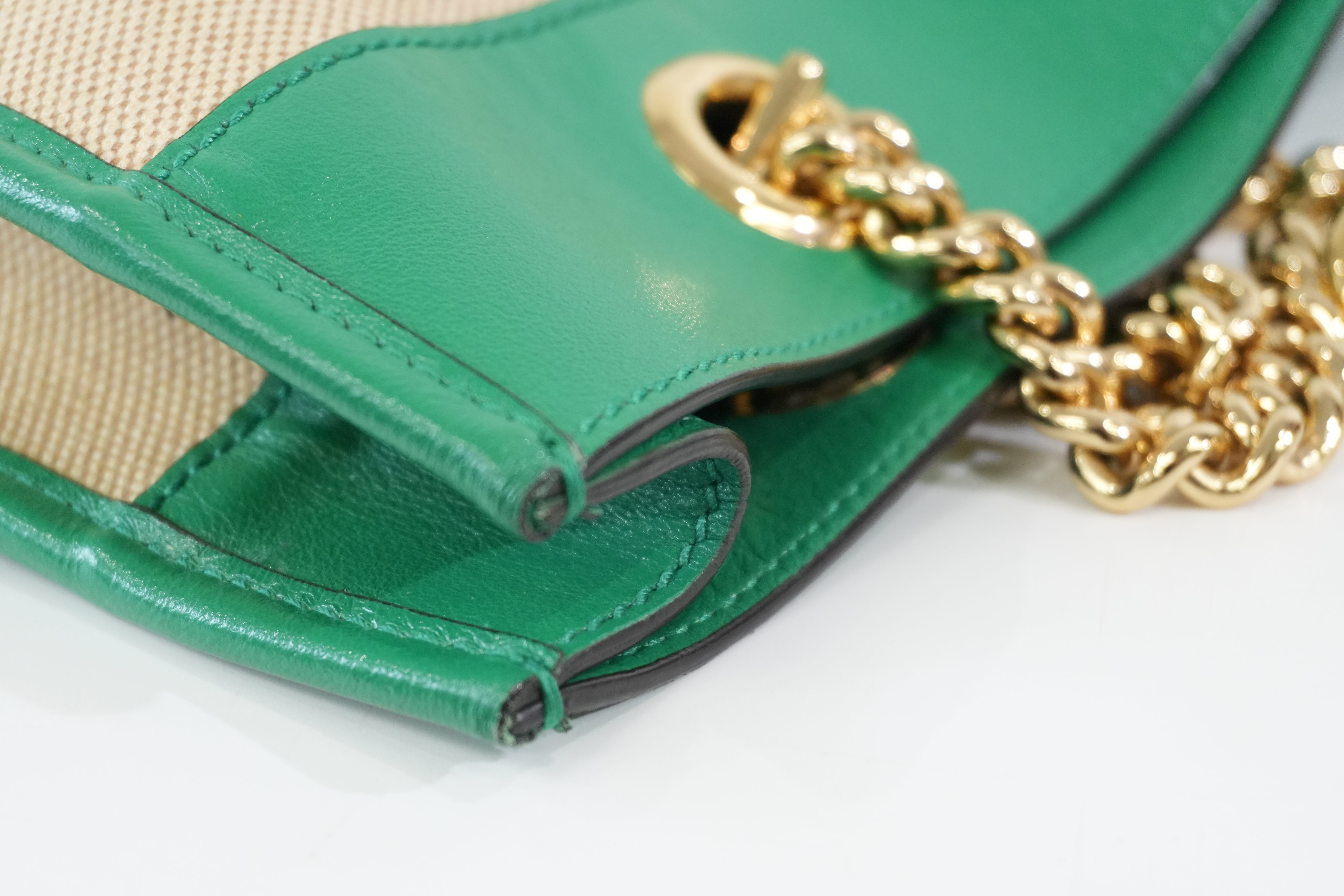 Pre-owned Gucci Rajah Tote Bag Ivory and Green