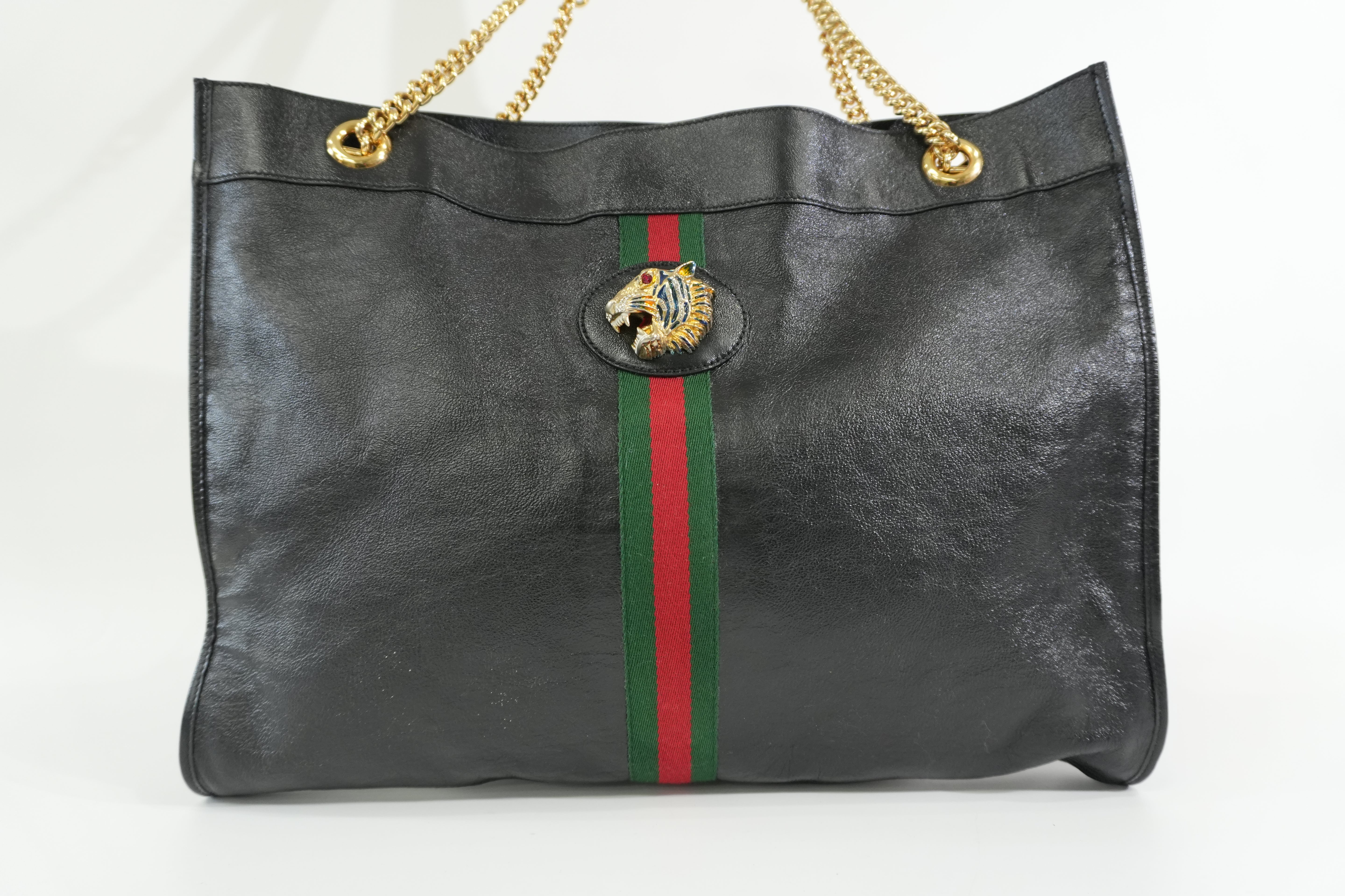 Pre-owned Gucci Rajah Large Tote Bag Black