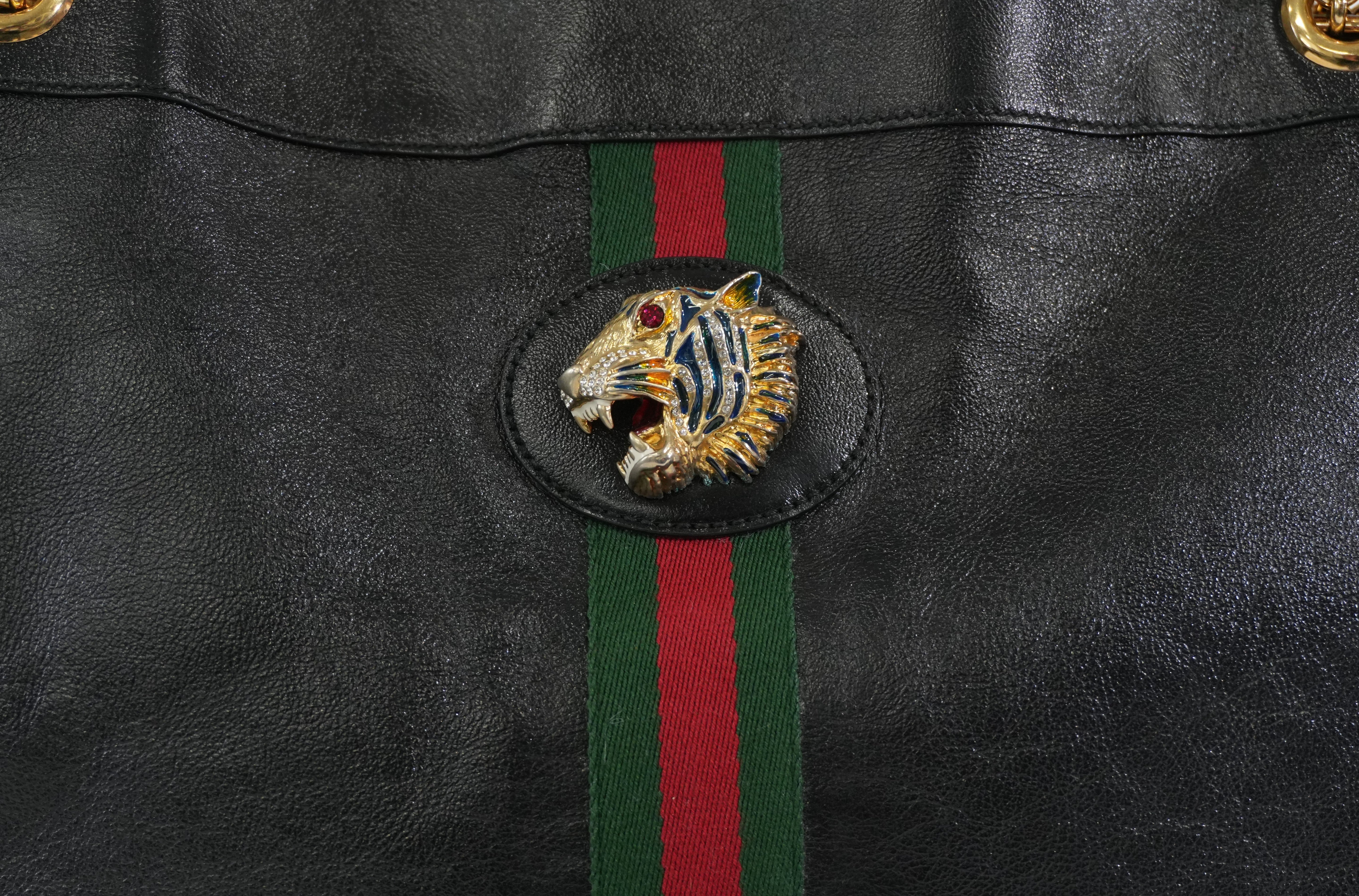 Pre-owned Gucci Rajah Large Tote Bag Black