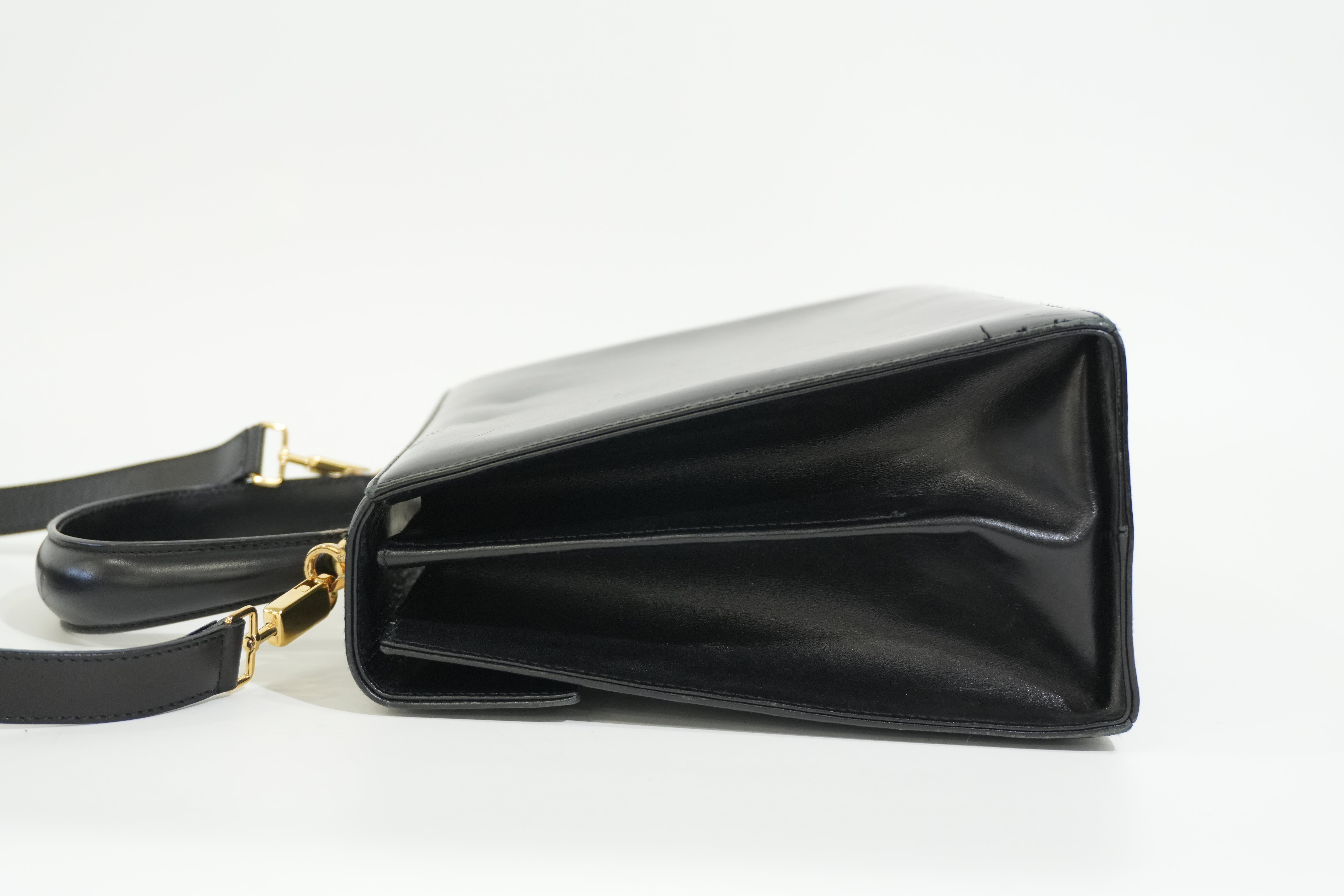 Pre-owned Ferragamo Two Way Top Handle Shoulder Bag Black