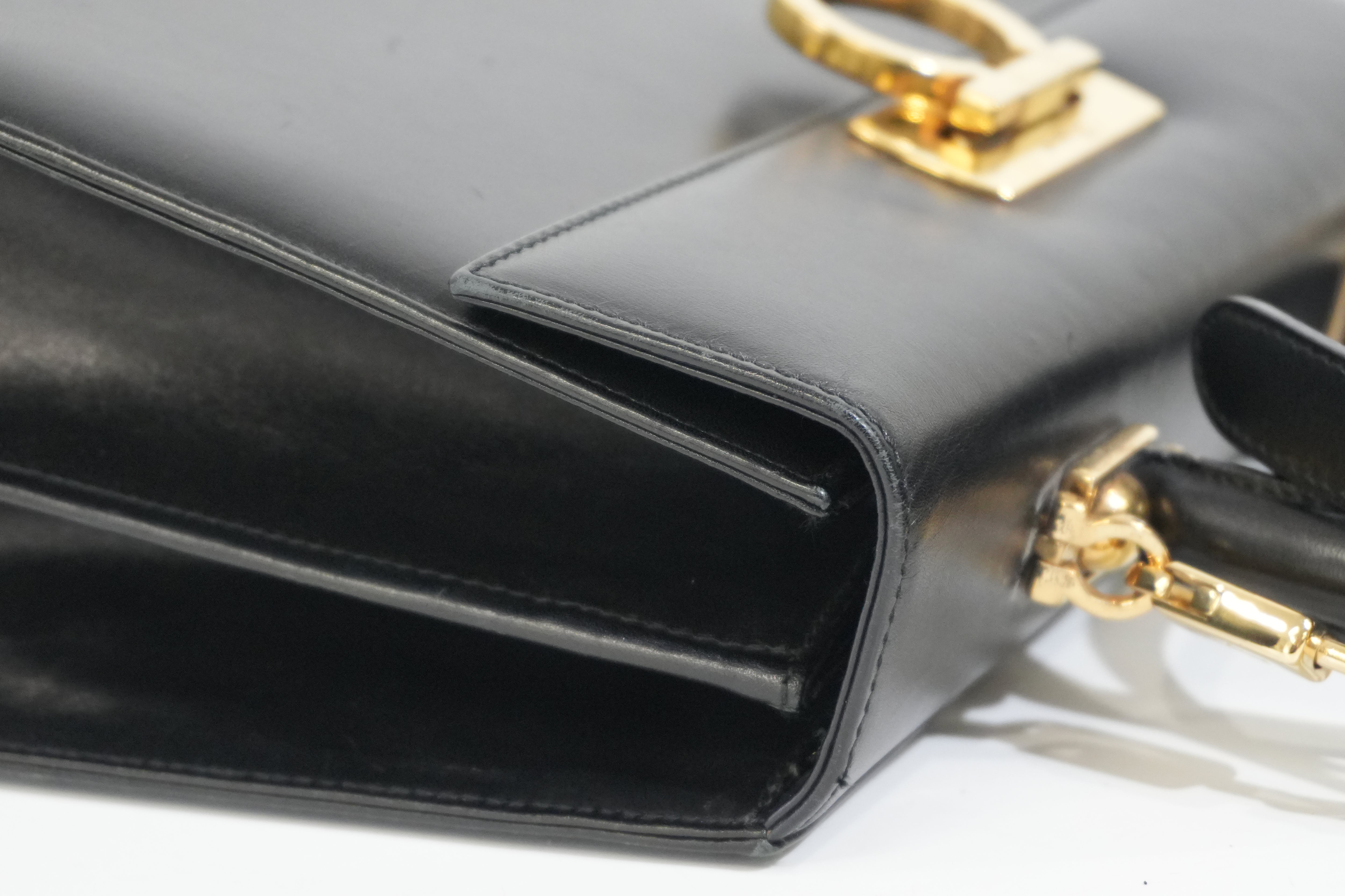 Pre-owned Ferragamo Two Way Top Handle Shoulder Bag Black