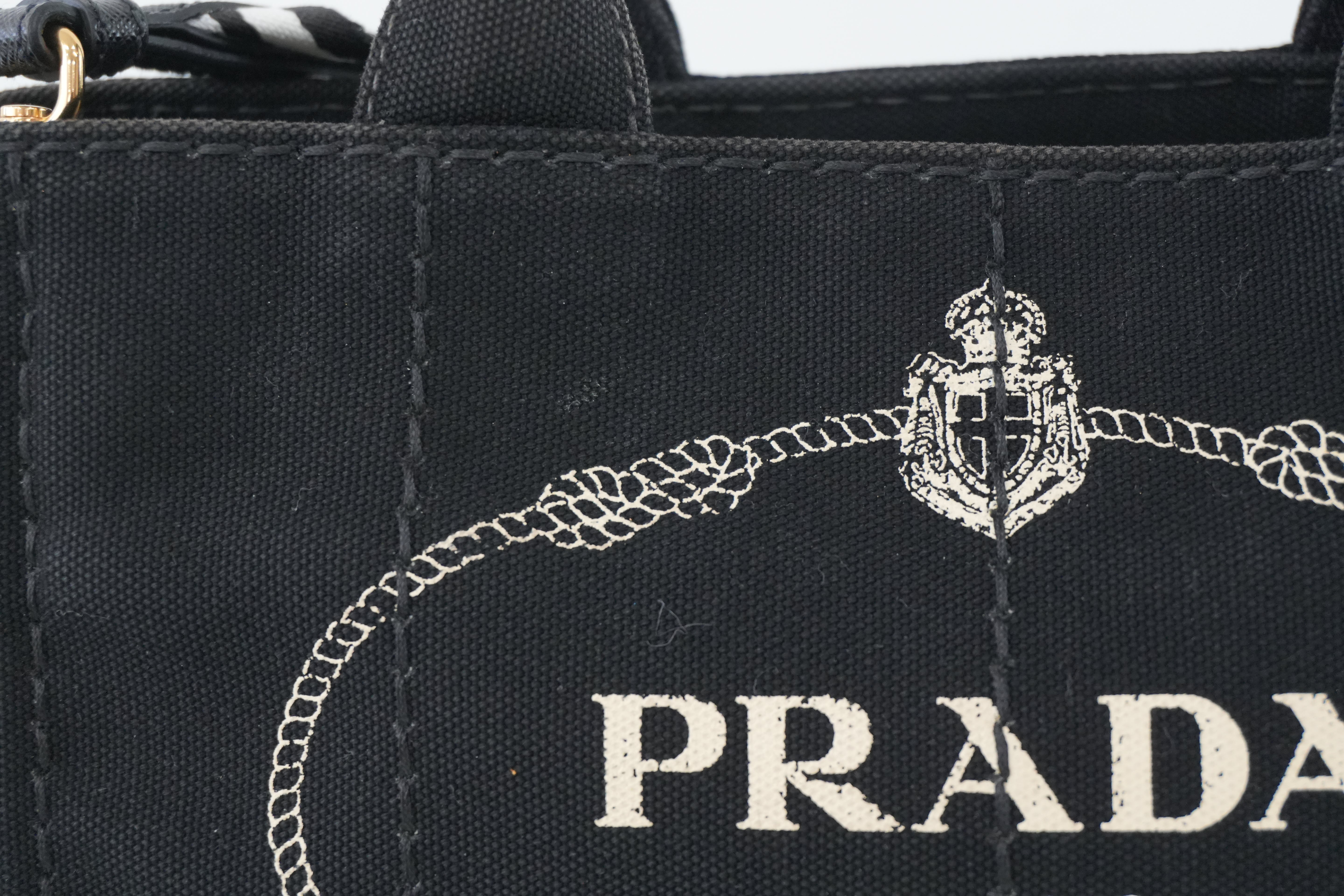 Prada Canapa Two Way Shoulder Bag Black Used