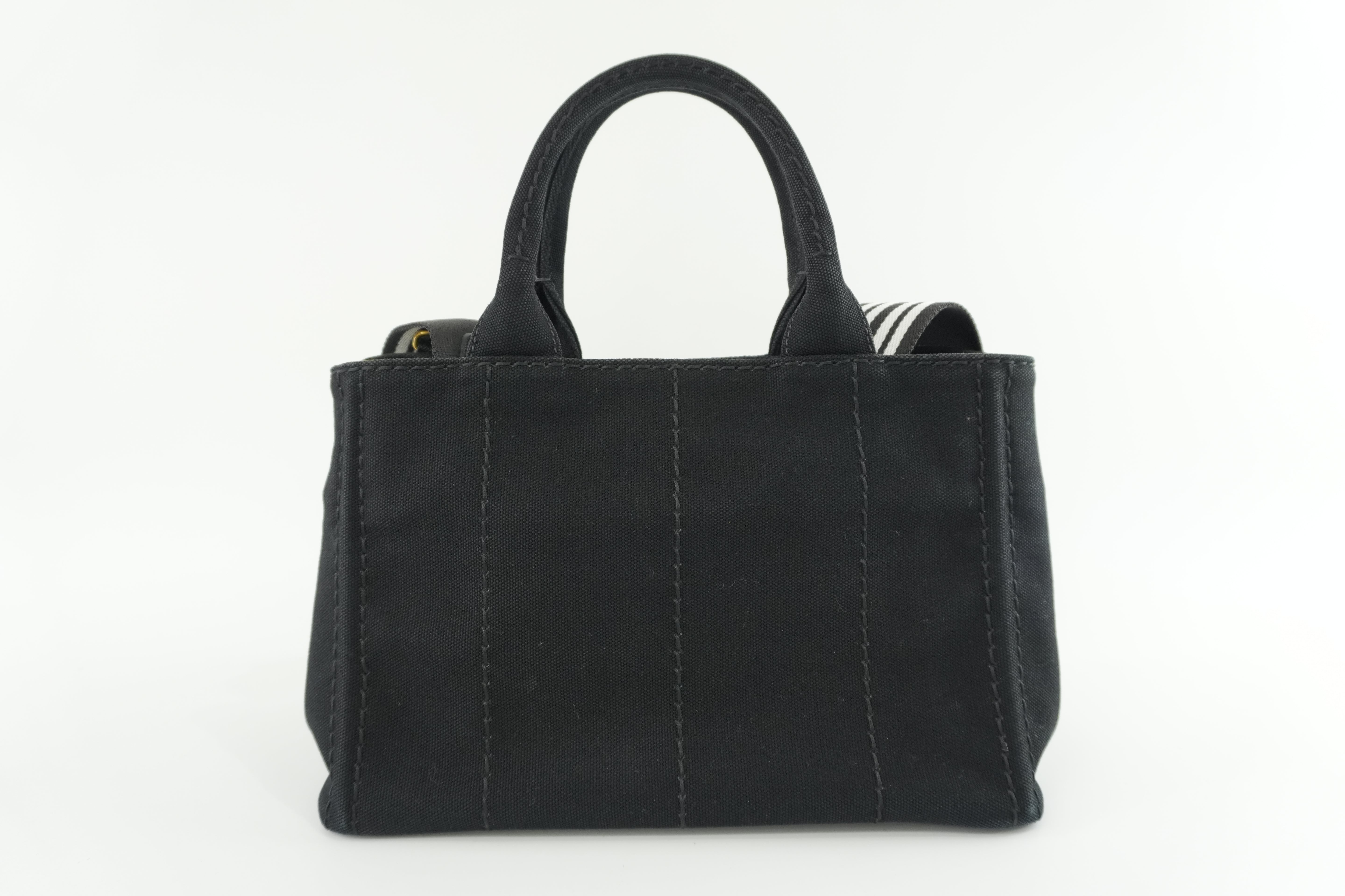 Prada Canapa Two Way Shoulder Bag Black Used