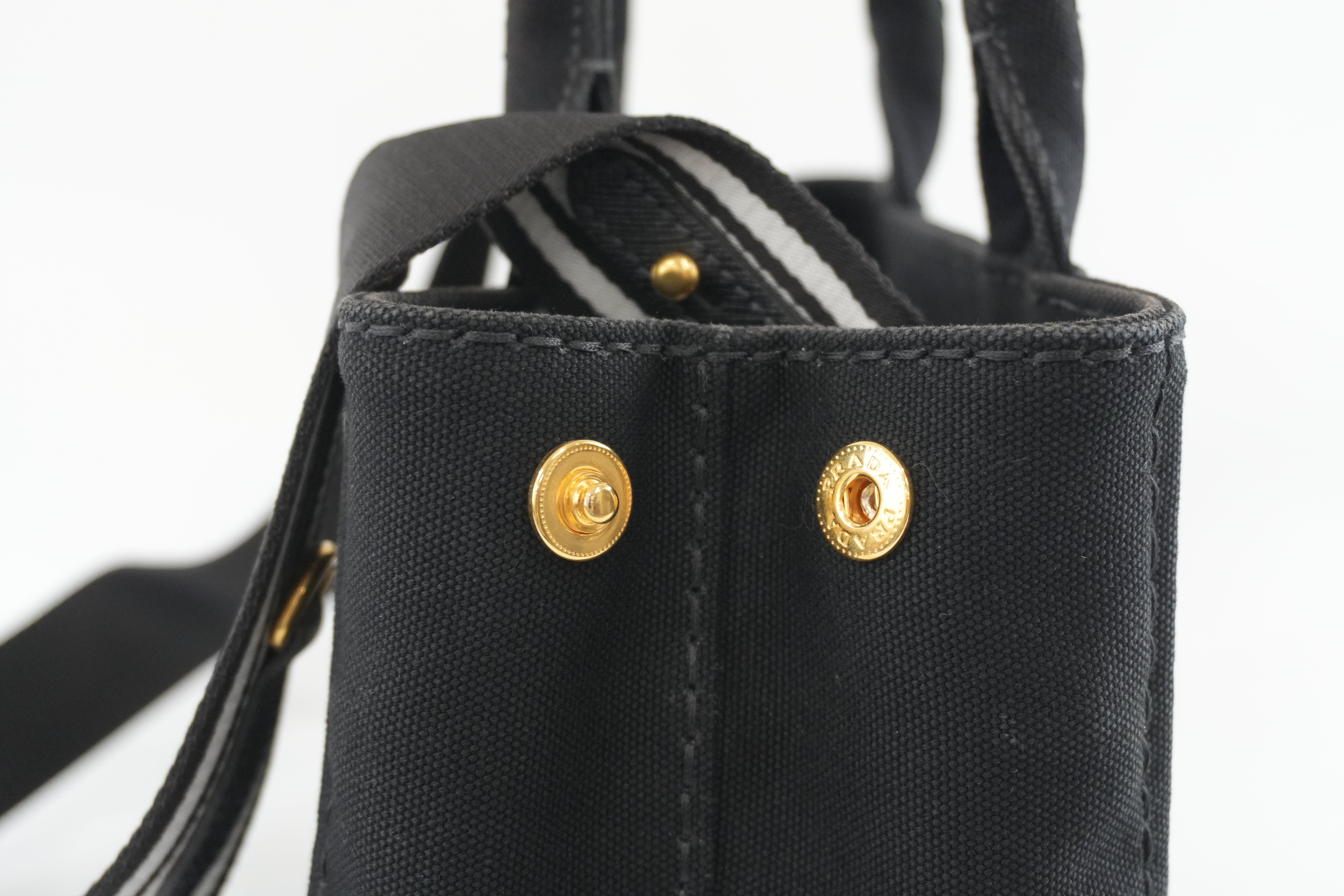 Prada Canapa Two Way Shoulder Bag Black Used