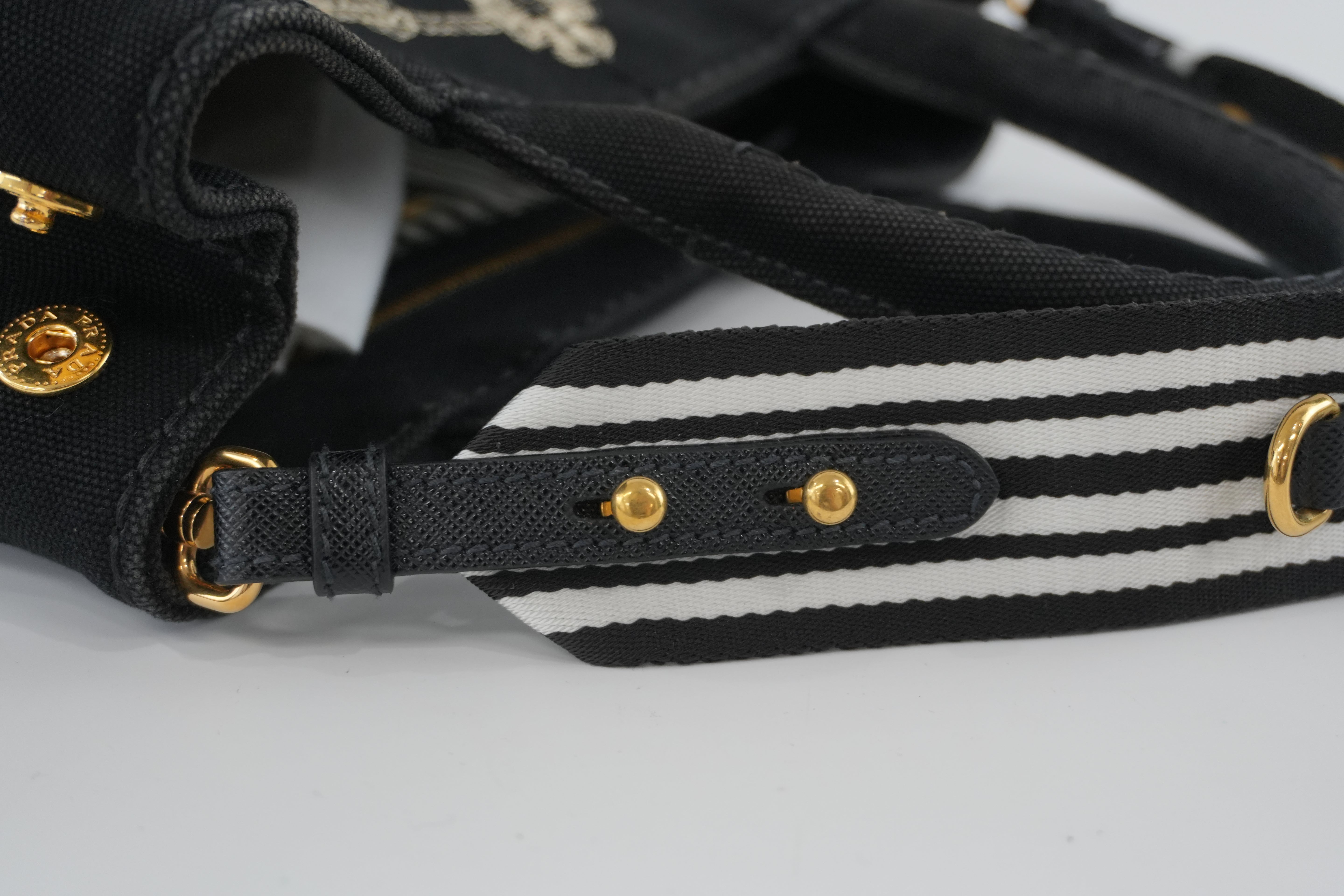 Prada Canapa Two Way Shoulder Bag Black Used