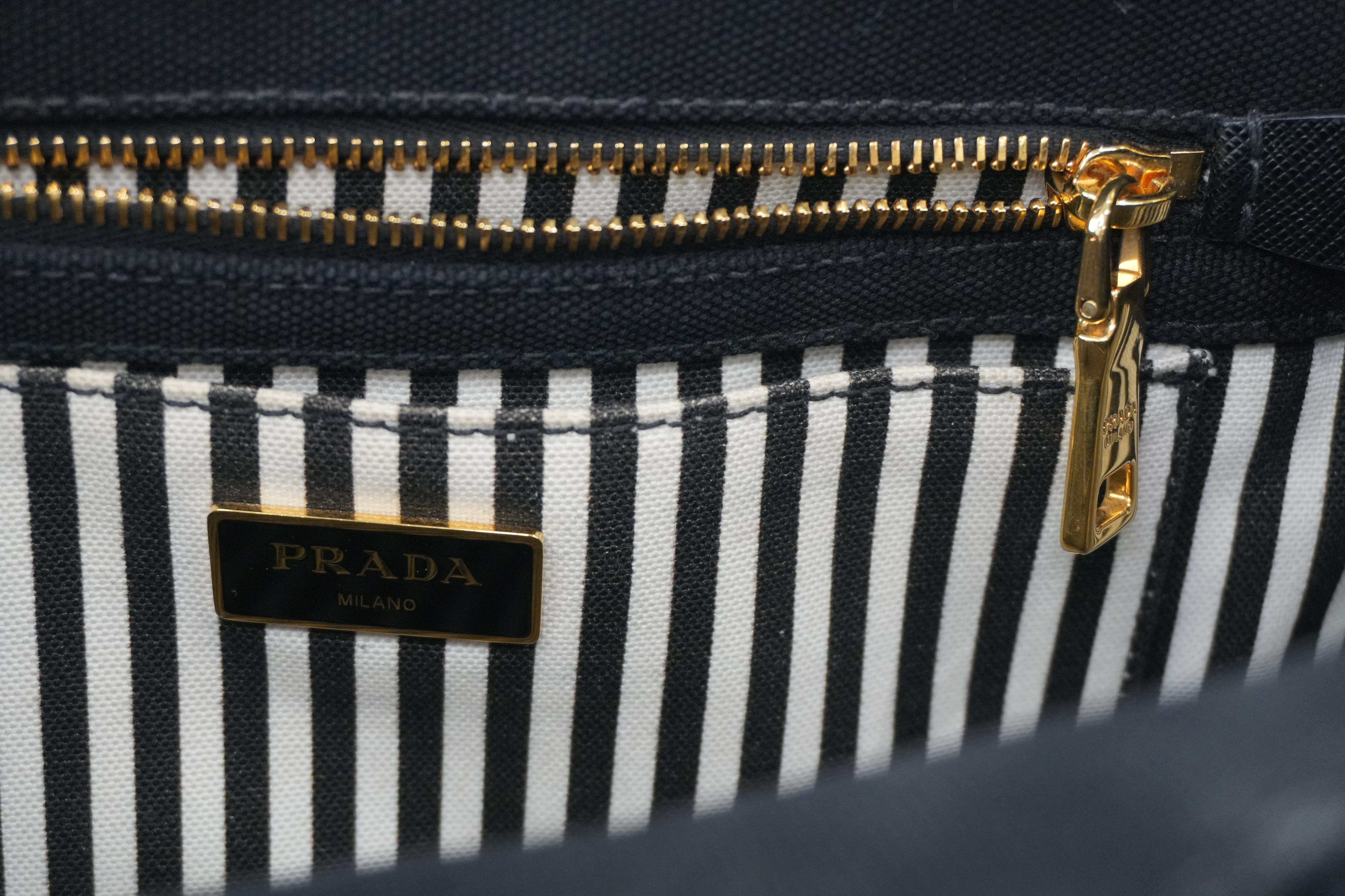 Prada Canapa Two Way Shoulder Bag Black Used