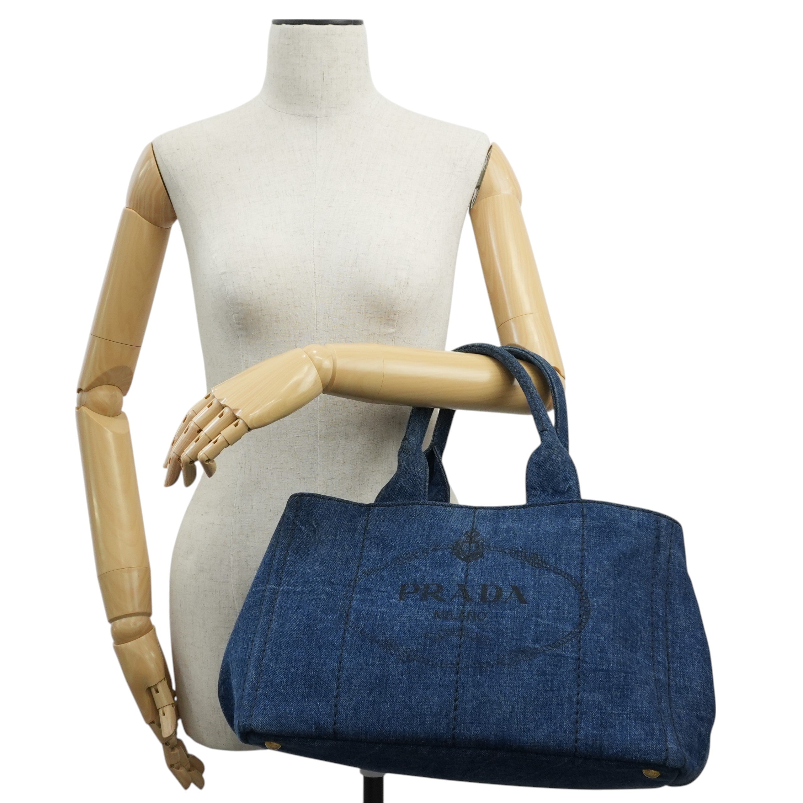 Prada Canvas Canapa Handbag Denim Used
