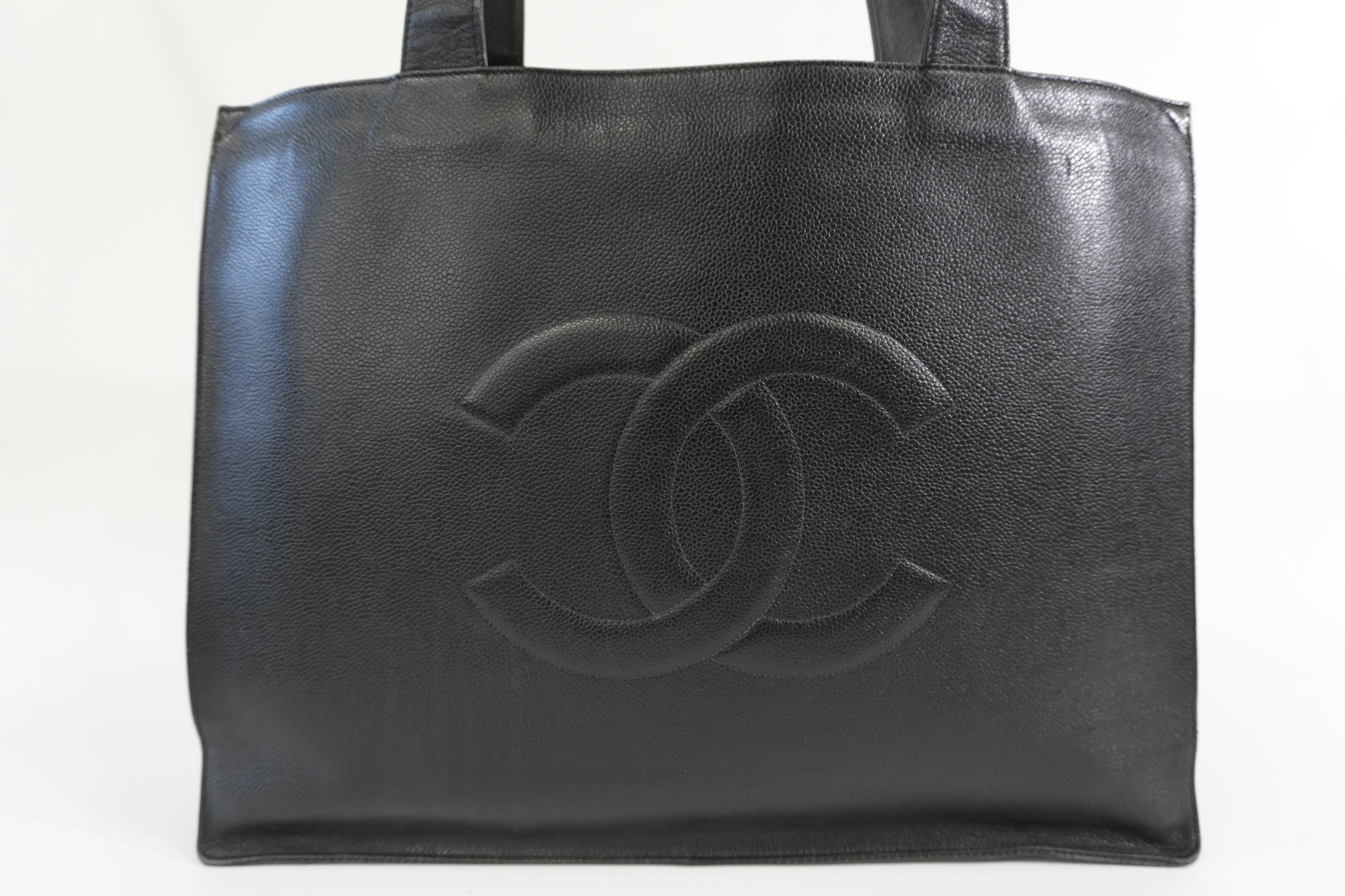 Pre-owned Chanel Caviar Skin Leather Tote Bag Black