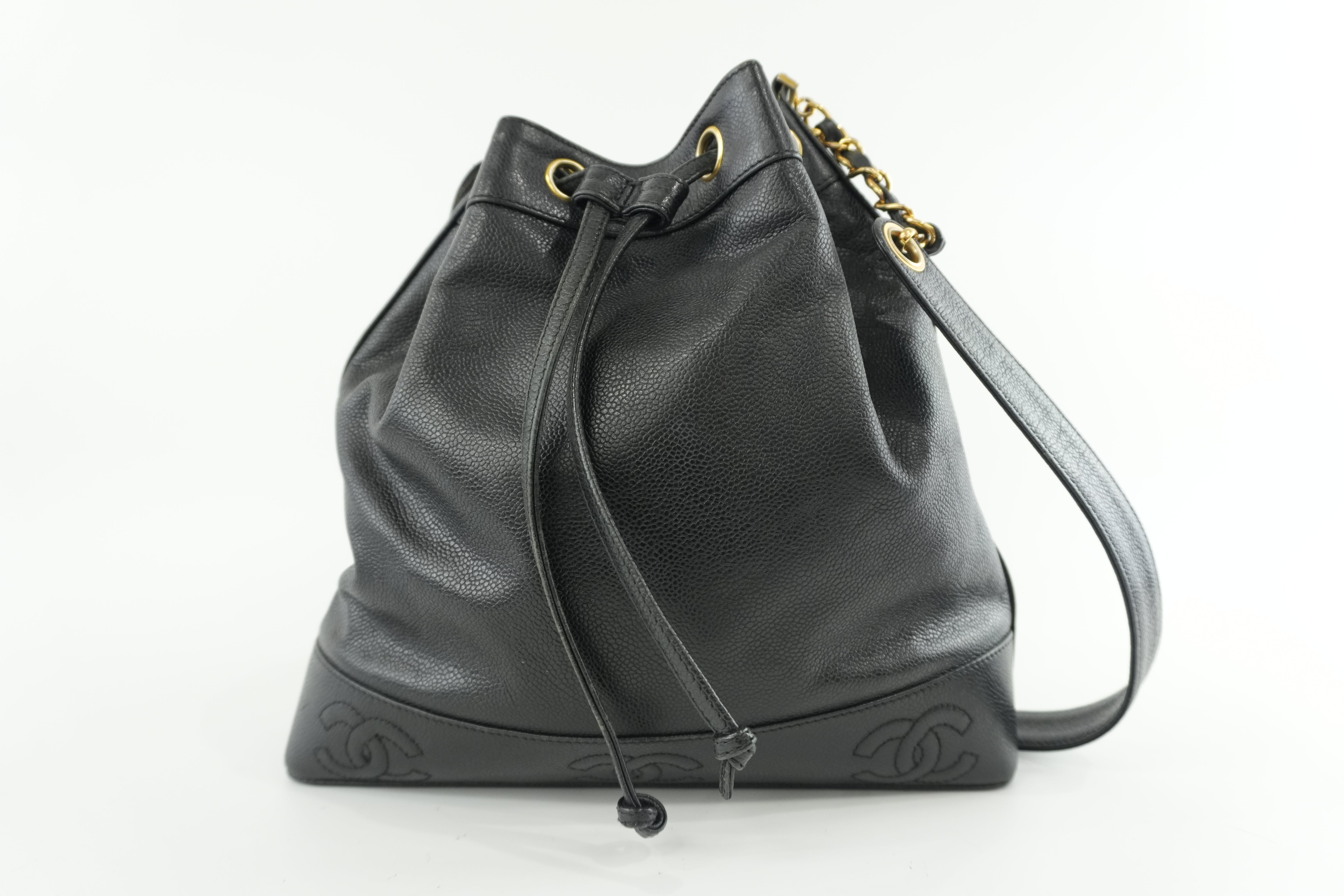 Chanel Caviar Shoulder Bucket Bag Black Used
