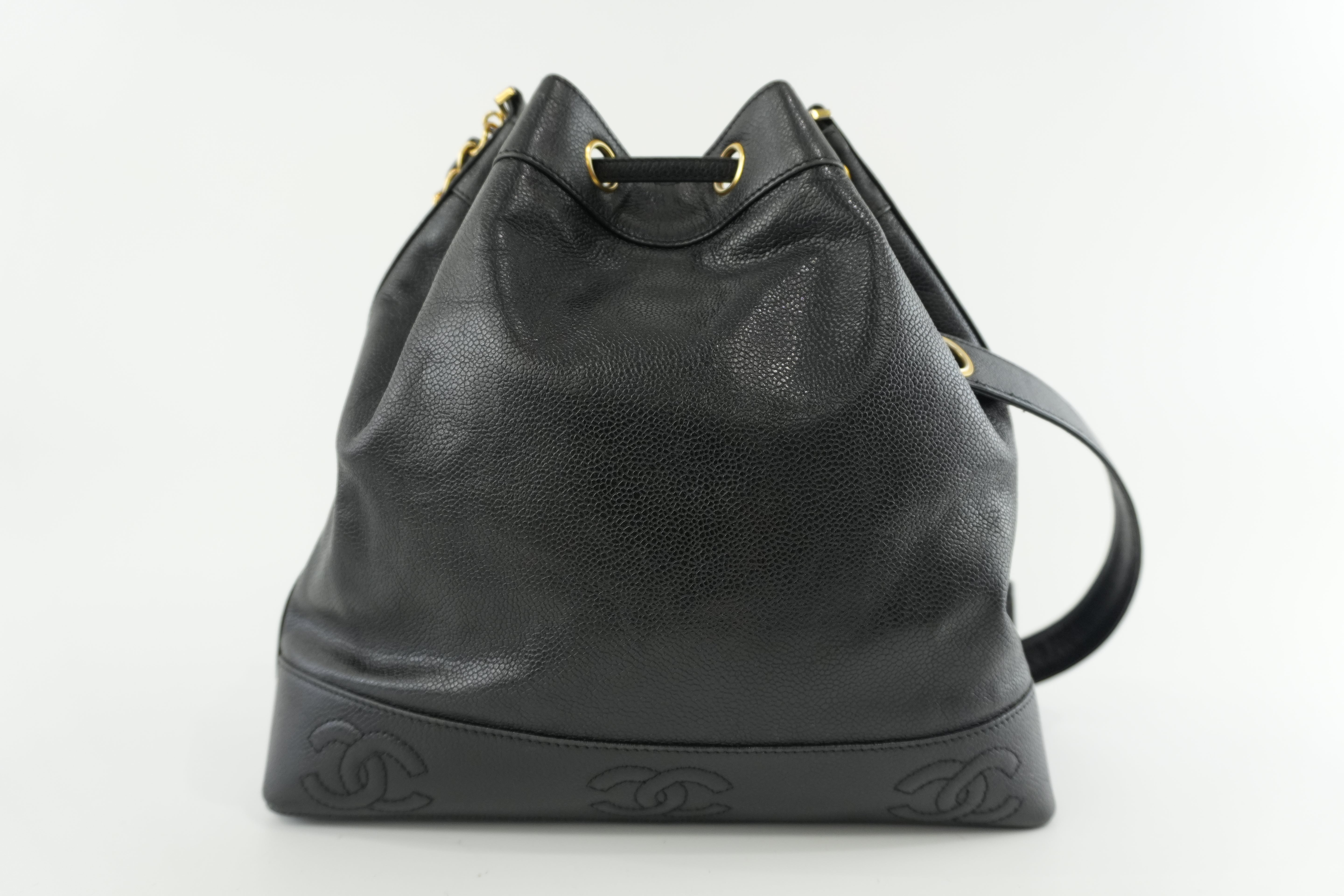 Chanel Caviar Shoulder Bucket Bag Black Used