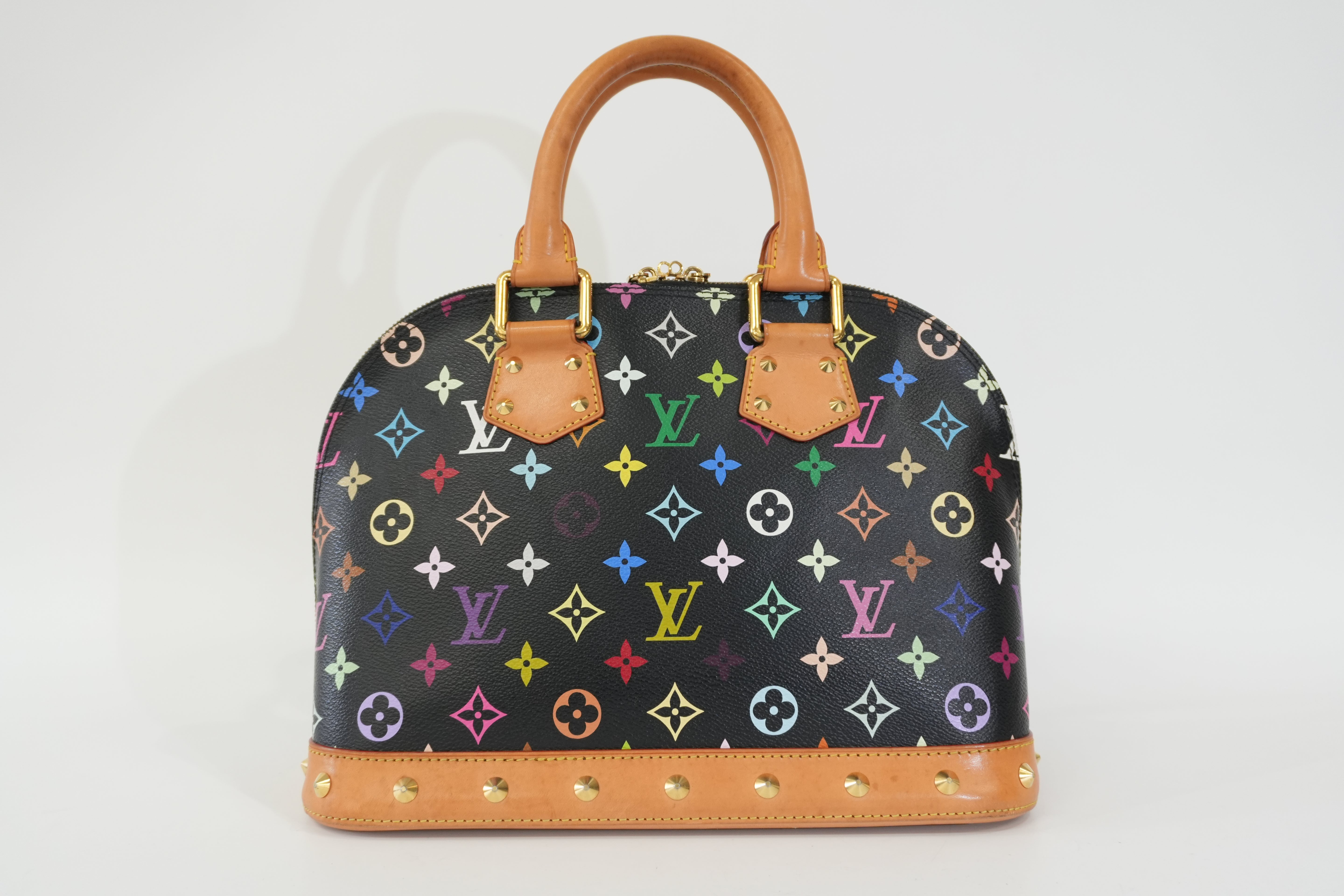 Pre-Owned Louis Vuitton MultiColor Alma PM Handbag Black