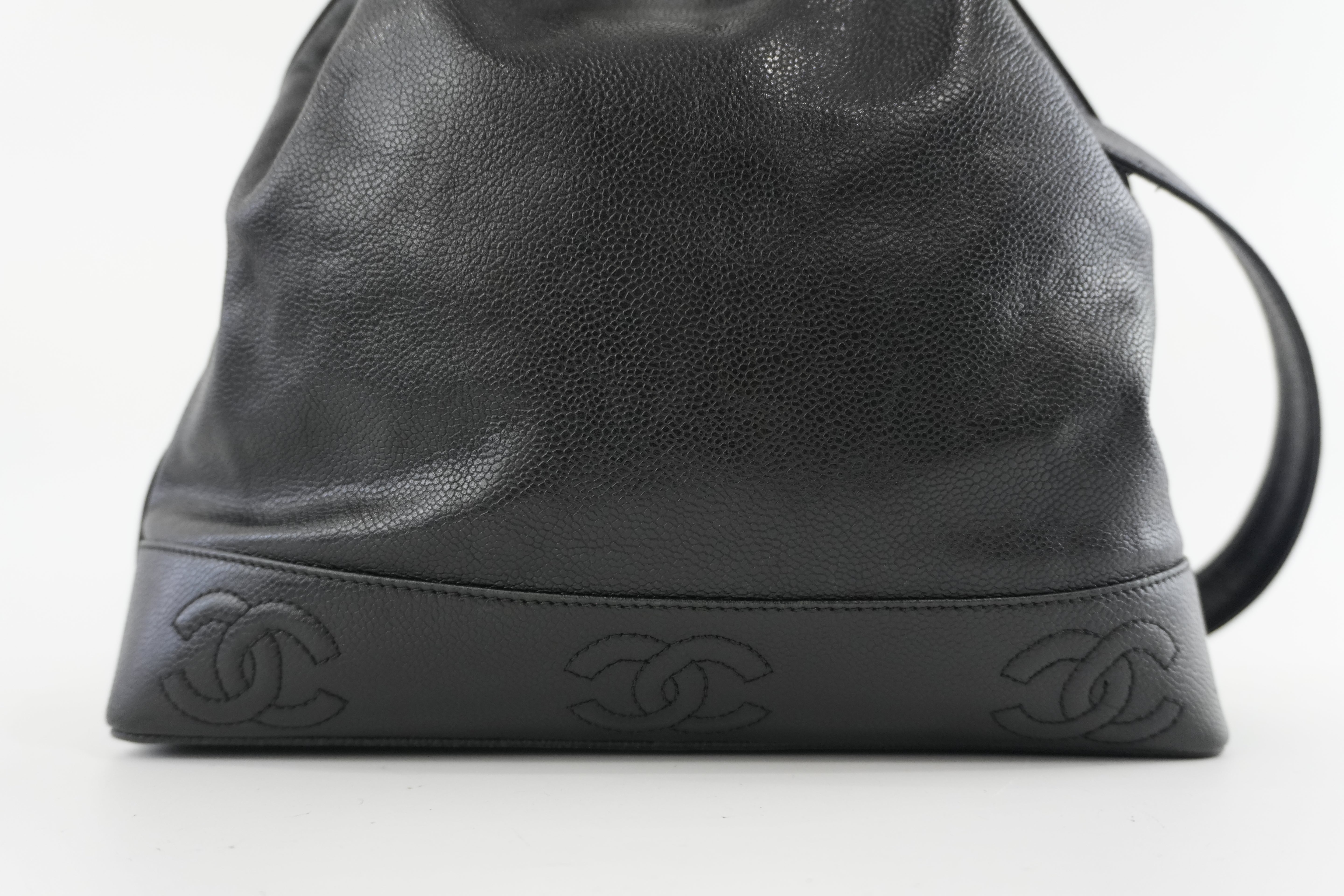Chanel Caviar Shoulder Bucket Bag Black Used