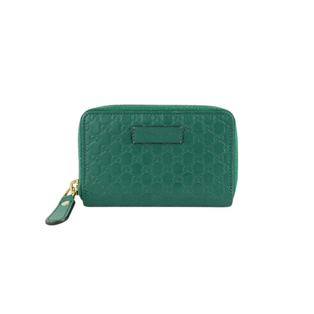 Gucci Zippy Coin Case Microguccisima Green Leather Used
