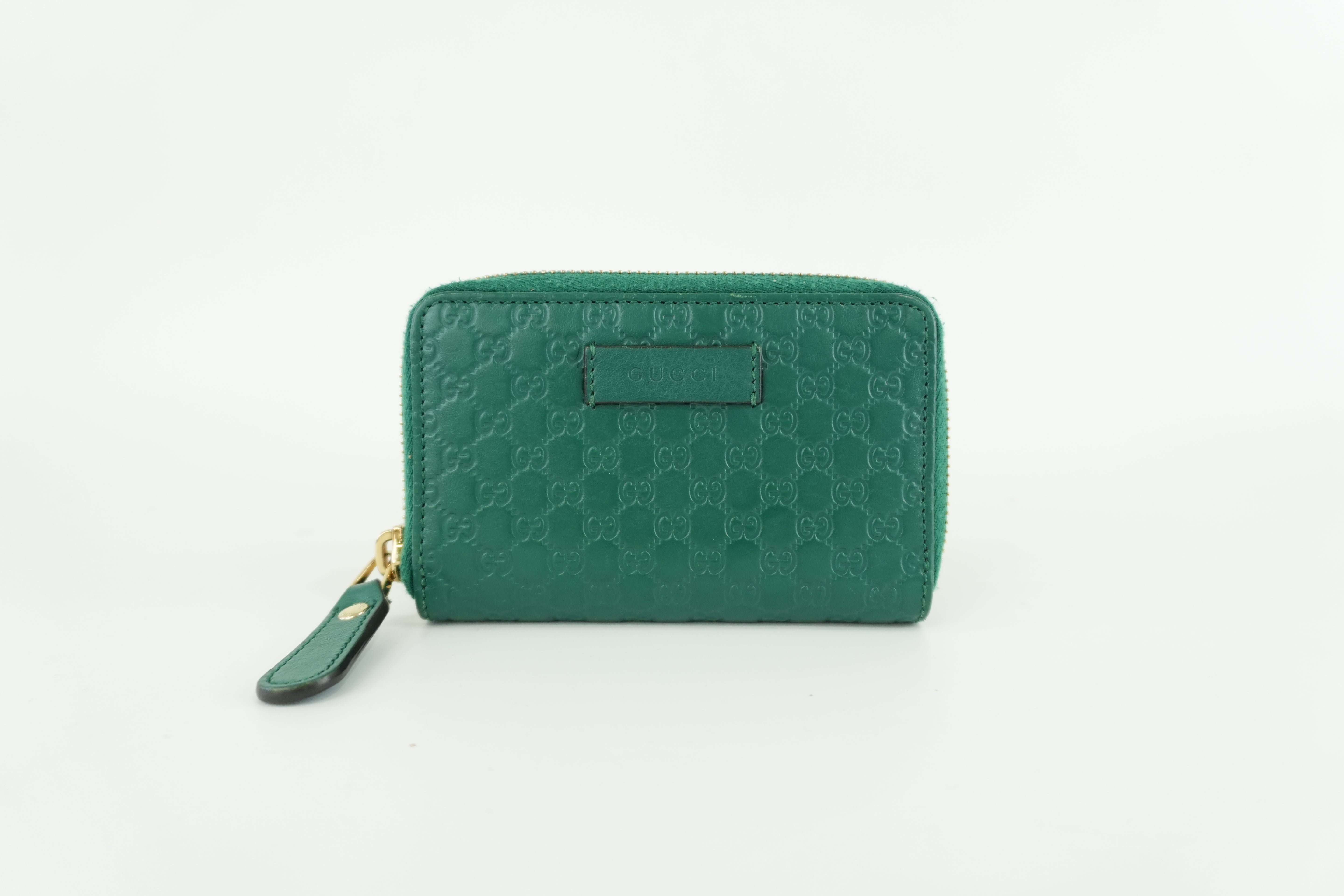 Gucci Zippy Coin Case Microguccisima Green Leather Used