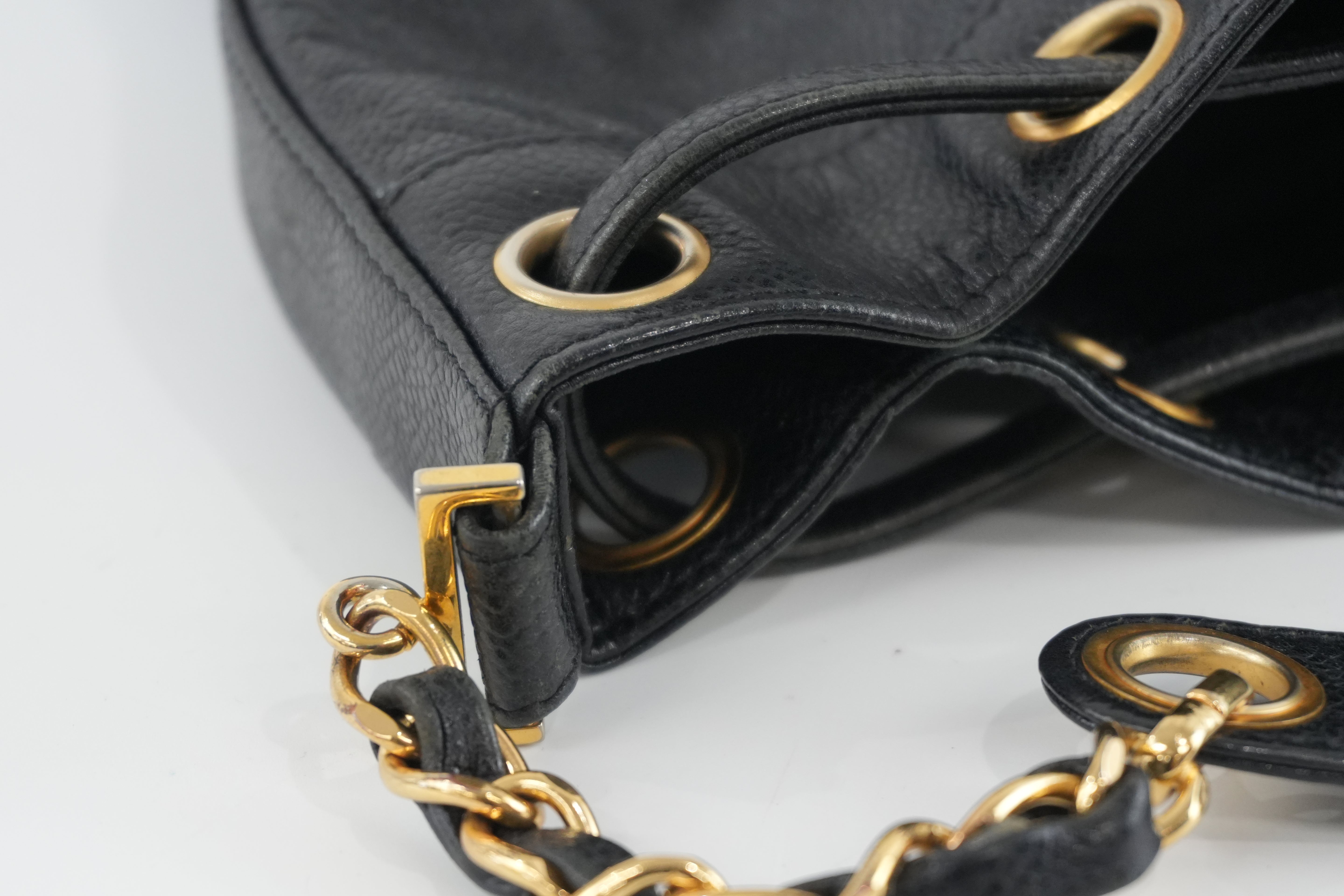 Chanel Caviar Shoulder Bucket Bag Black Used