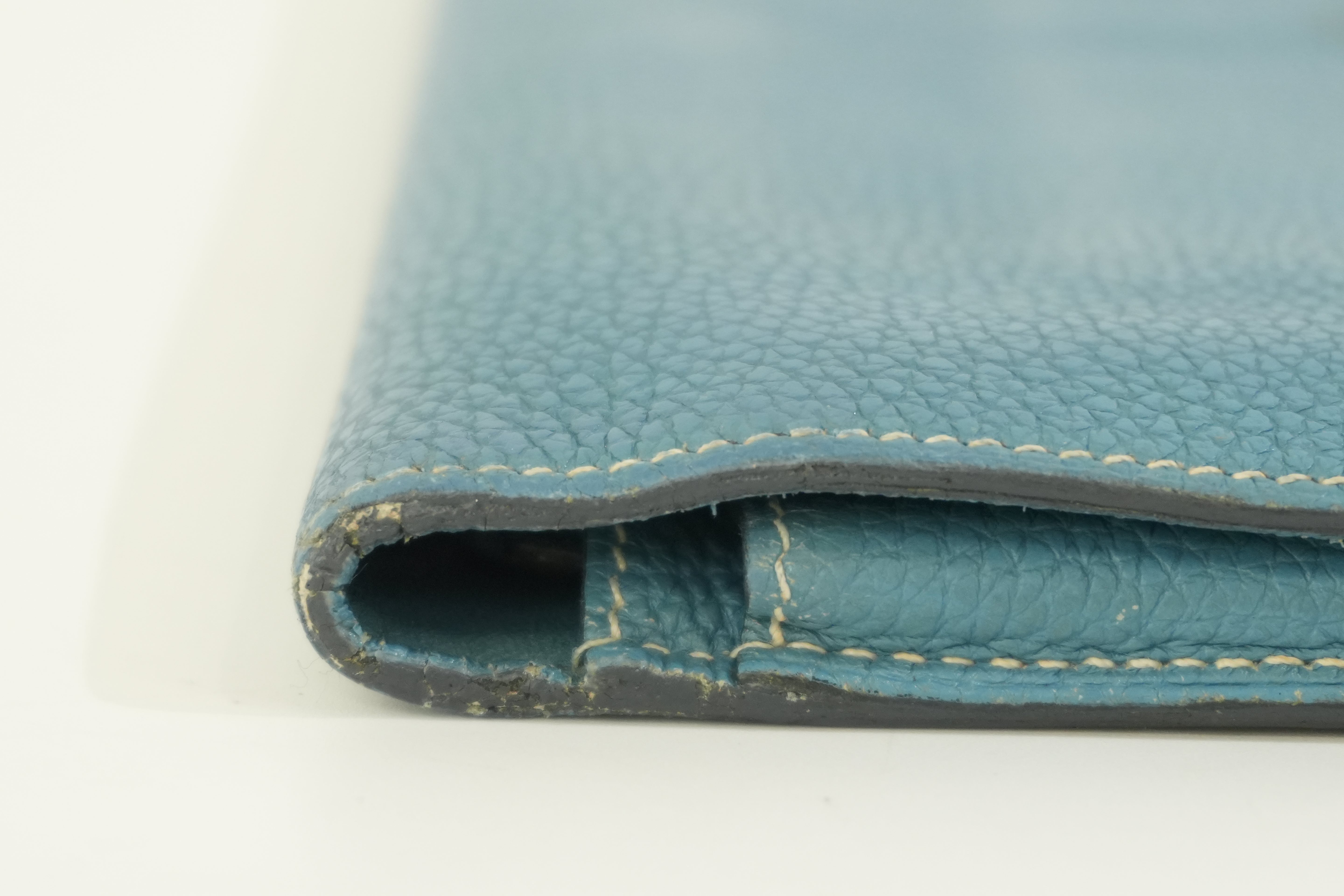 Pre-owned Hermes Dogon Long Wallet Blue