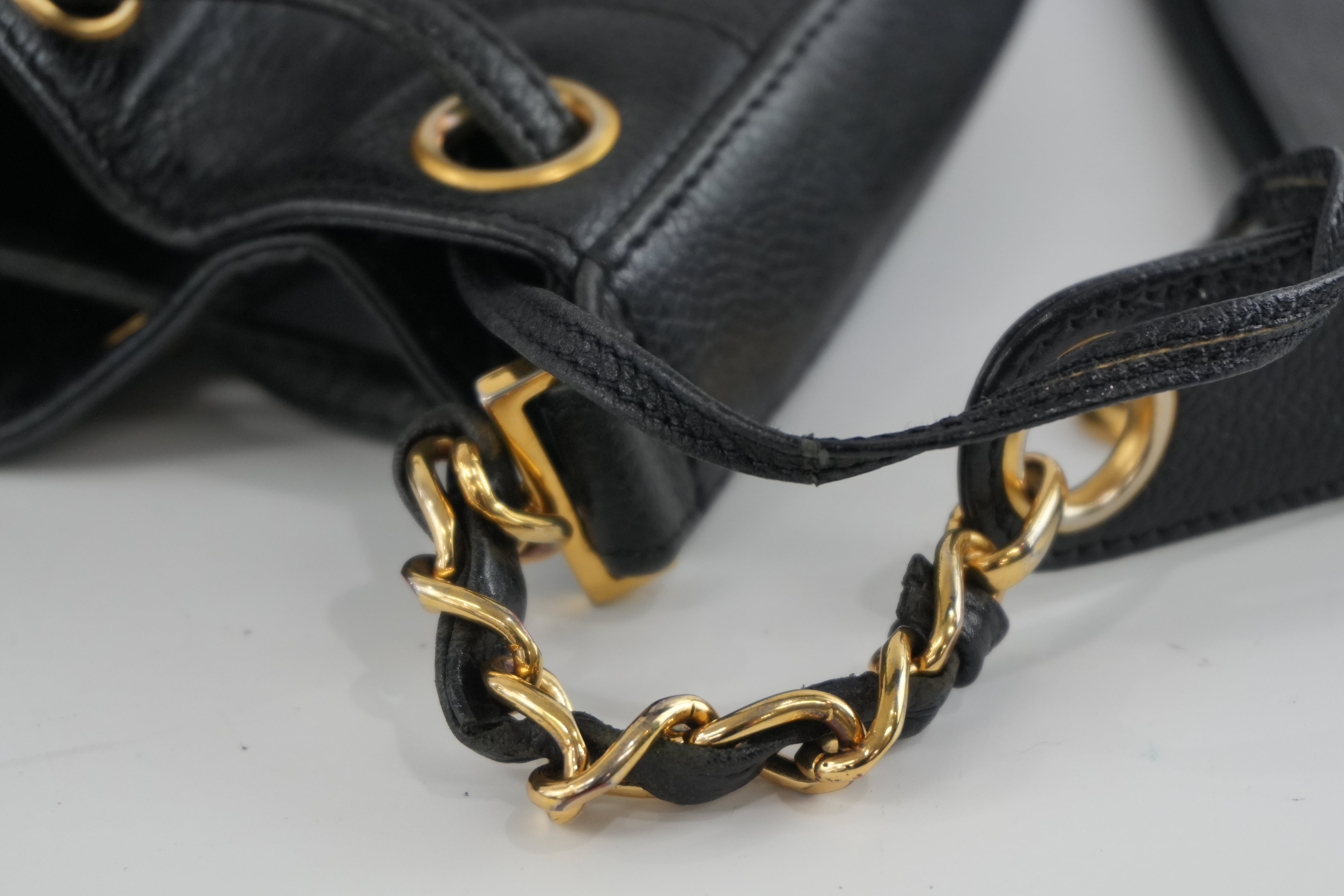 Chanel Caviar Shoulder Bucket Bag Black Used
