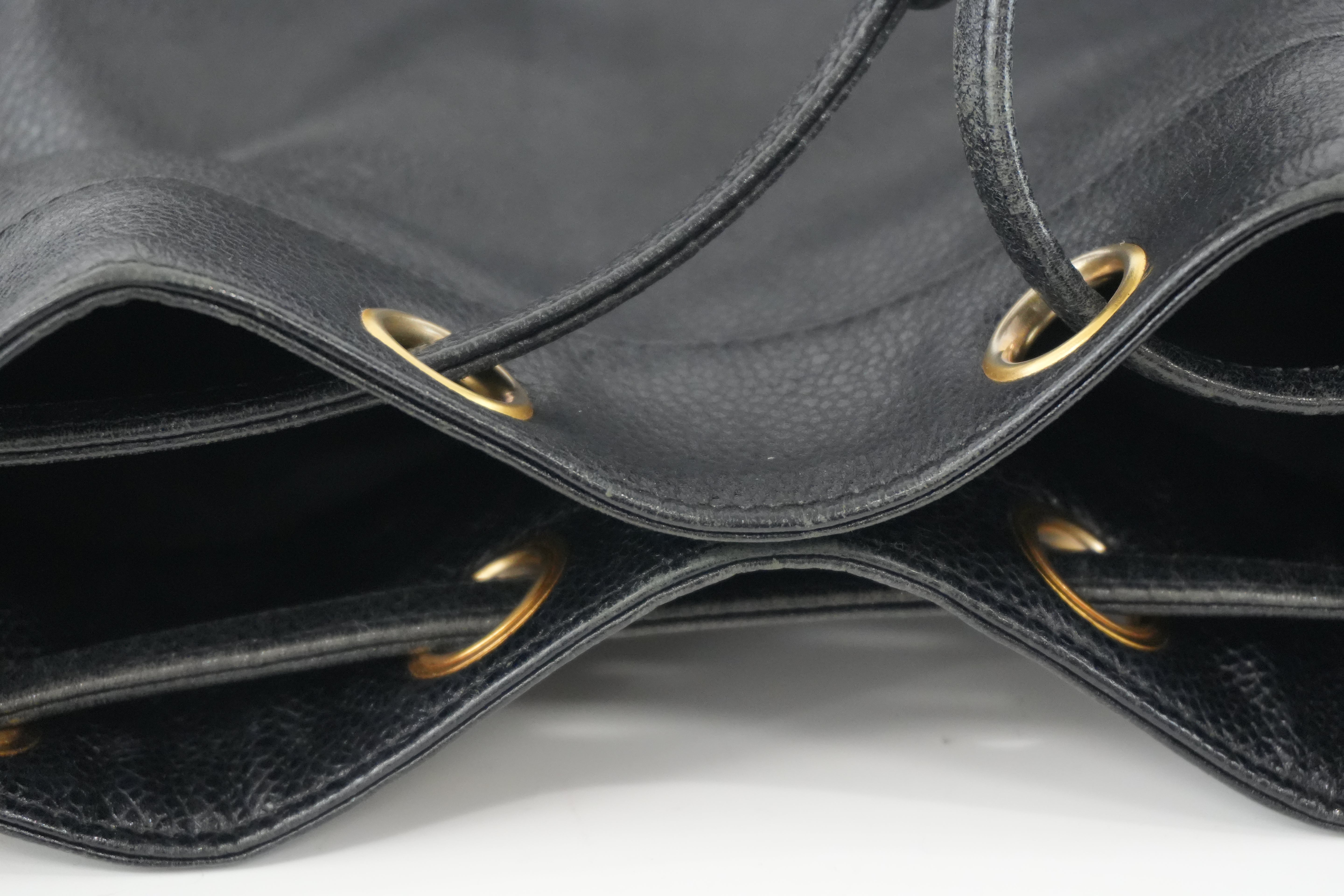 Chanel Caviar Shoulder Bucket Bag Black Used