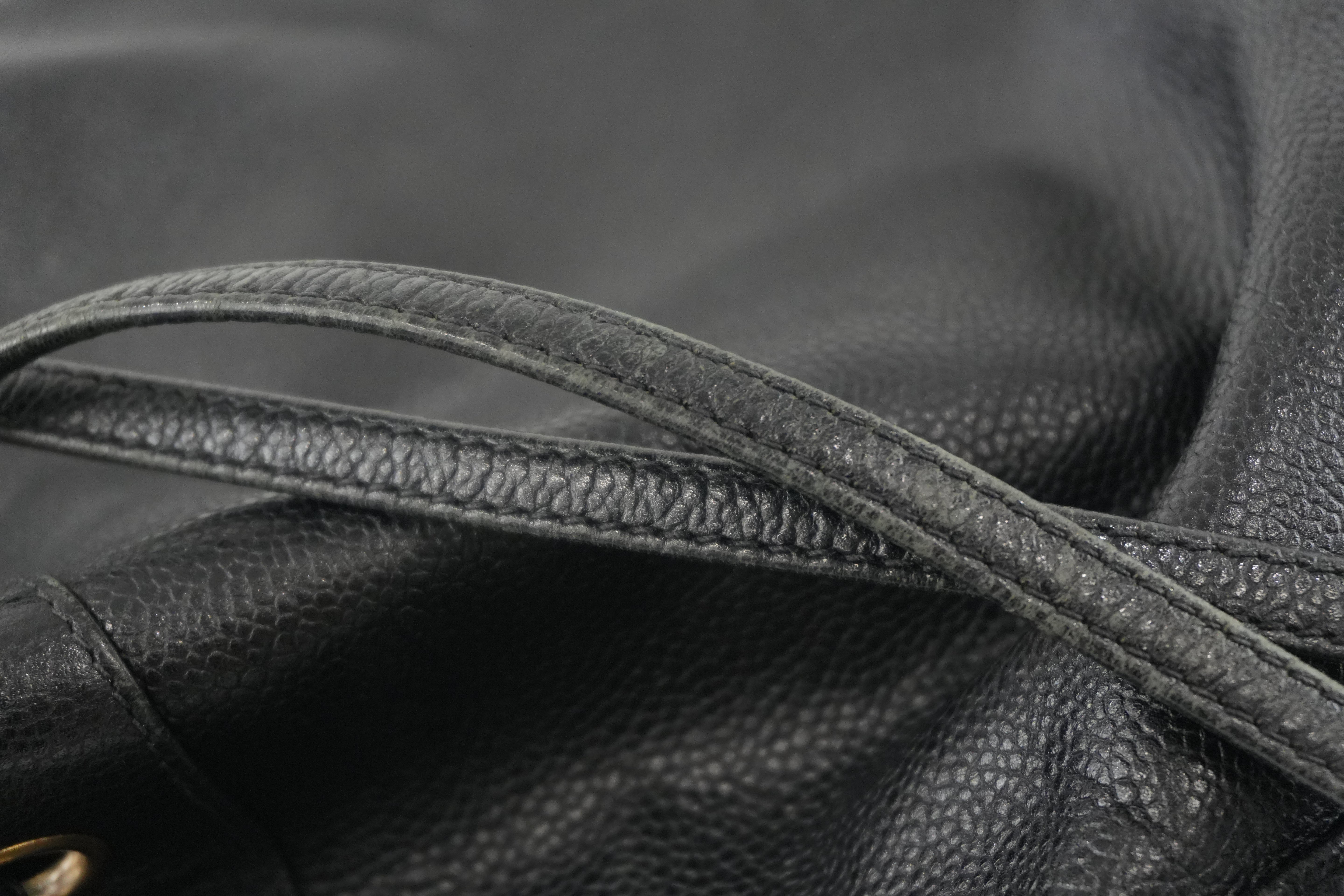 Chanel Caviar Shoulder Bucket Bag Black Used